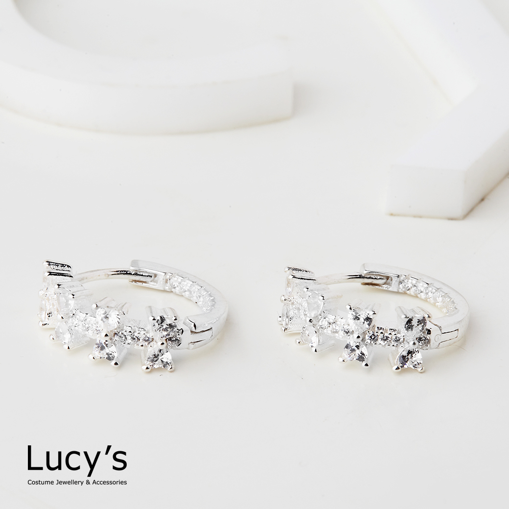 925純銀 鑽光蝴蝶結 易扣耳環 (125302)