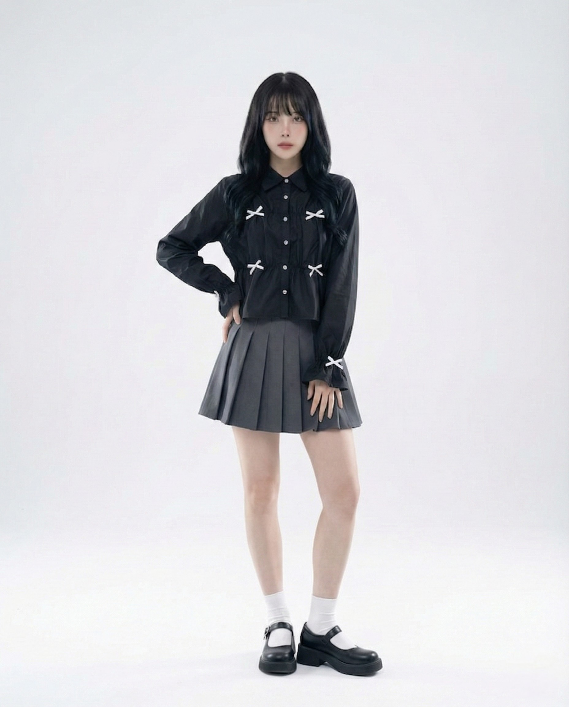 SM2 緞帶平行縐縫襯衫