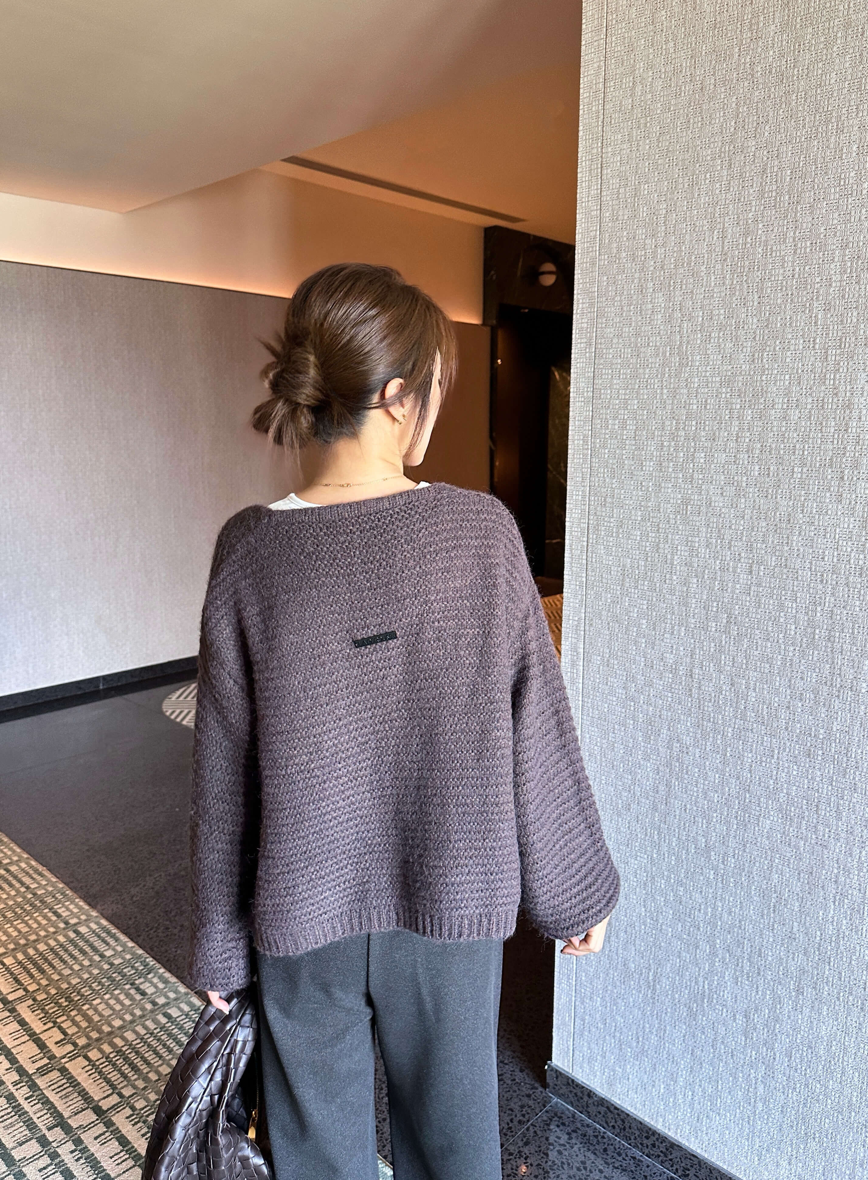 Balloon Sleeve Cashmere Cropped Cardigan_KN261L30