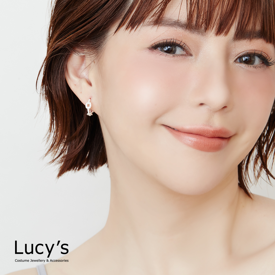 925純銀 鑲鑽鍊圈 易扣耳環 (125312)