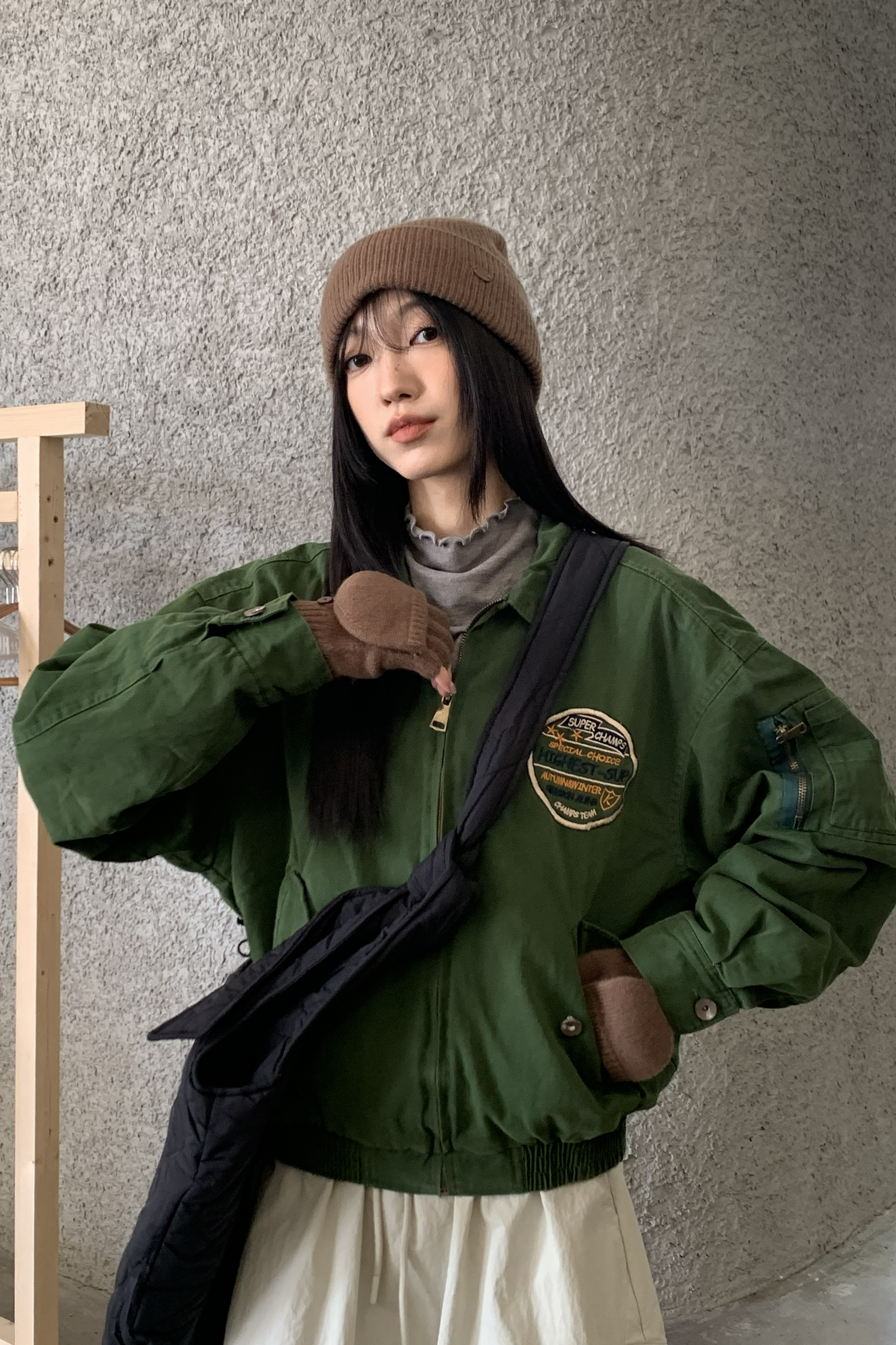 Winter Finale｜復古胸章鋪棉飛行夾克 2色