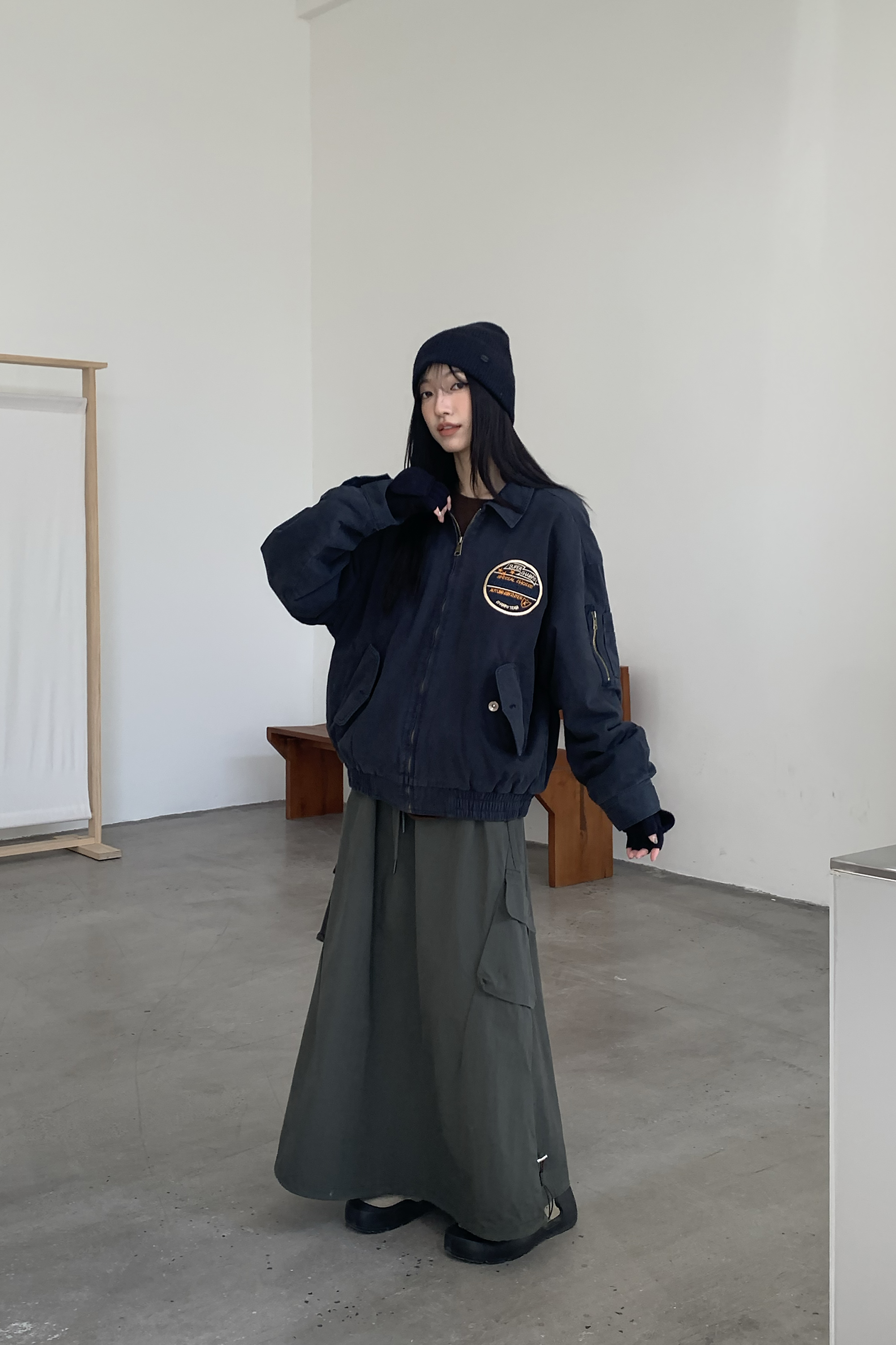 Winter Finale｜復古胸章鋪棉飛行夾克 2色