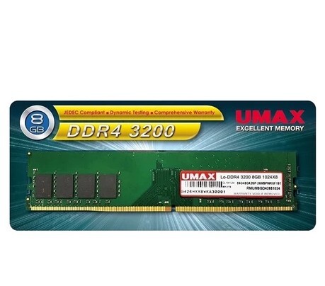 力晶 UMAX DD4 3200 8GB / 16GB 1024*8 CL16 1.35V 桌上型記憶體