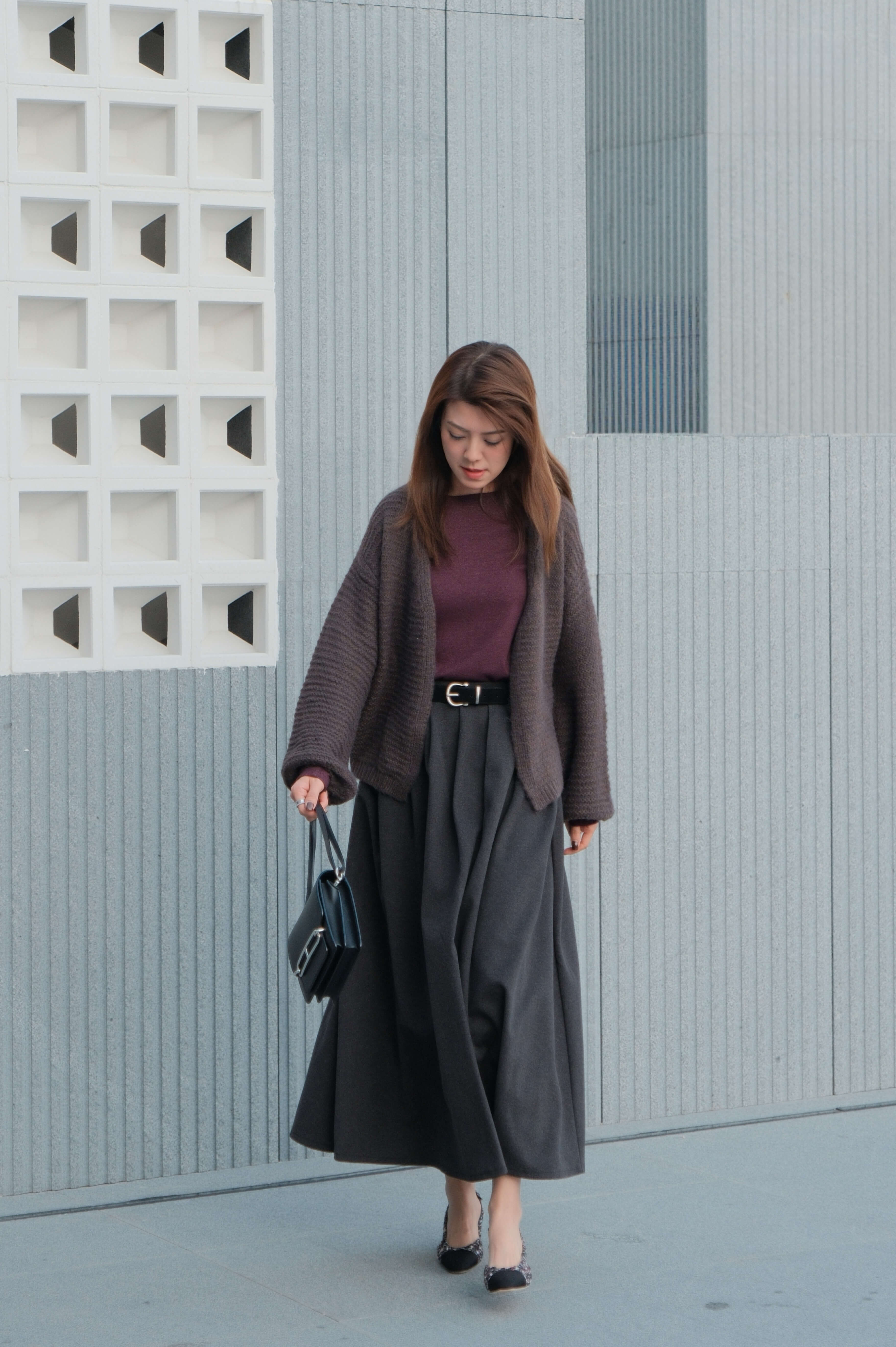 Pleated A-Line Midi Skirt_SK261L37