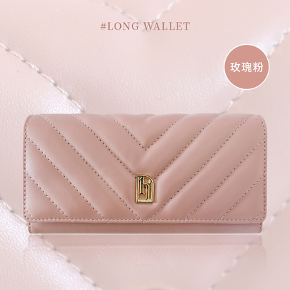 三折V型長夾-玫瑰粉