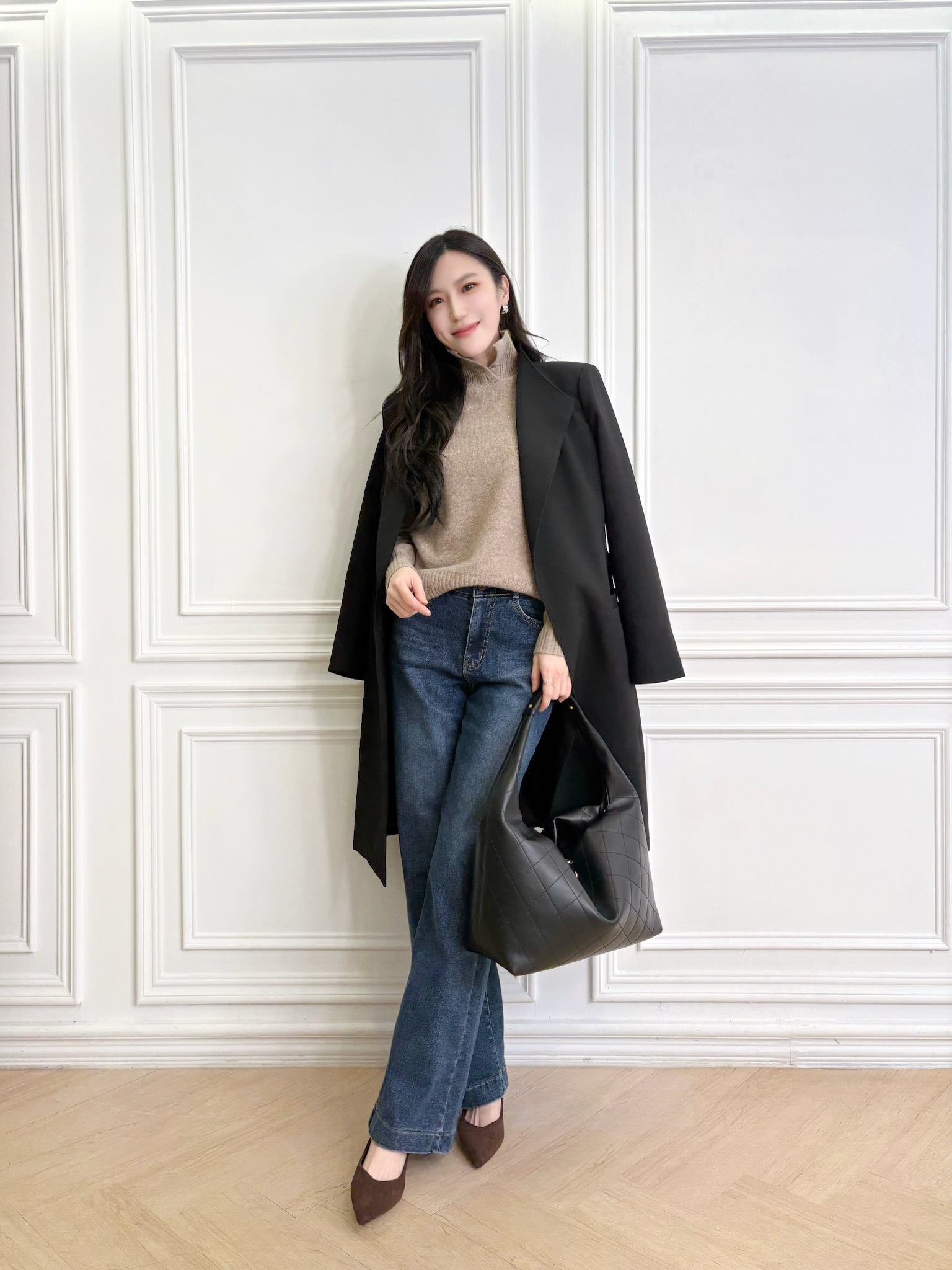 ( JS )高級修身簡約大衣-鍾愛黑