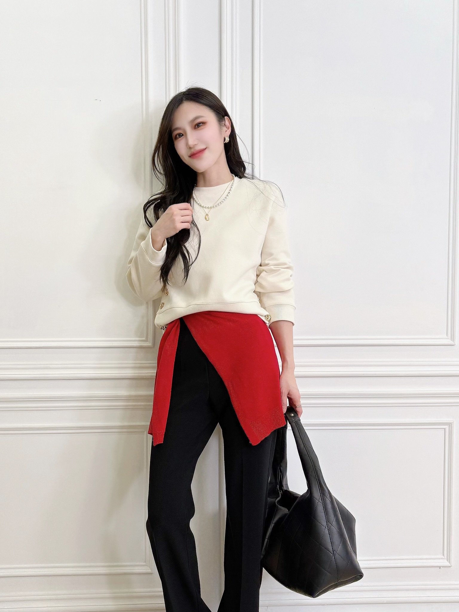 側金釦精緻大學T