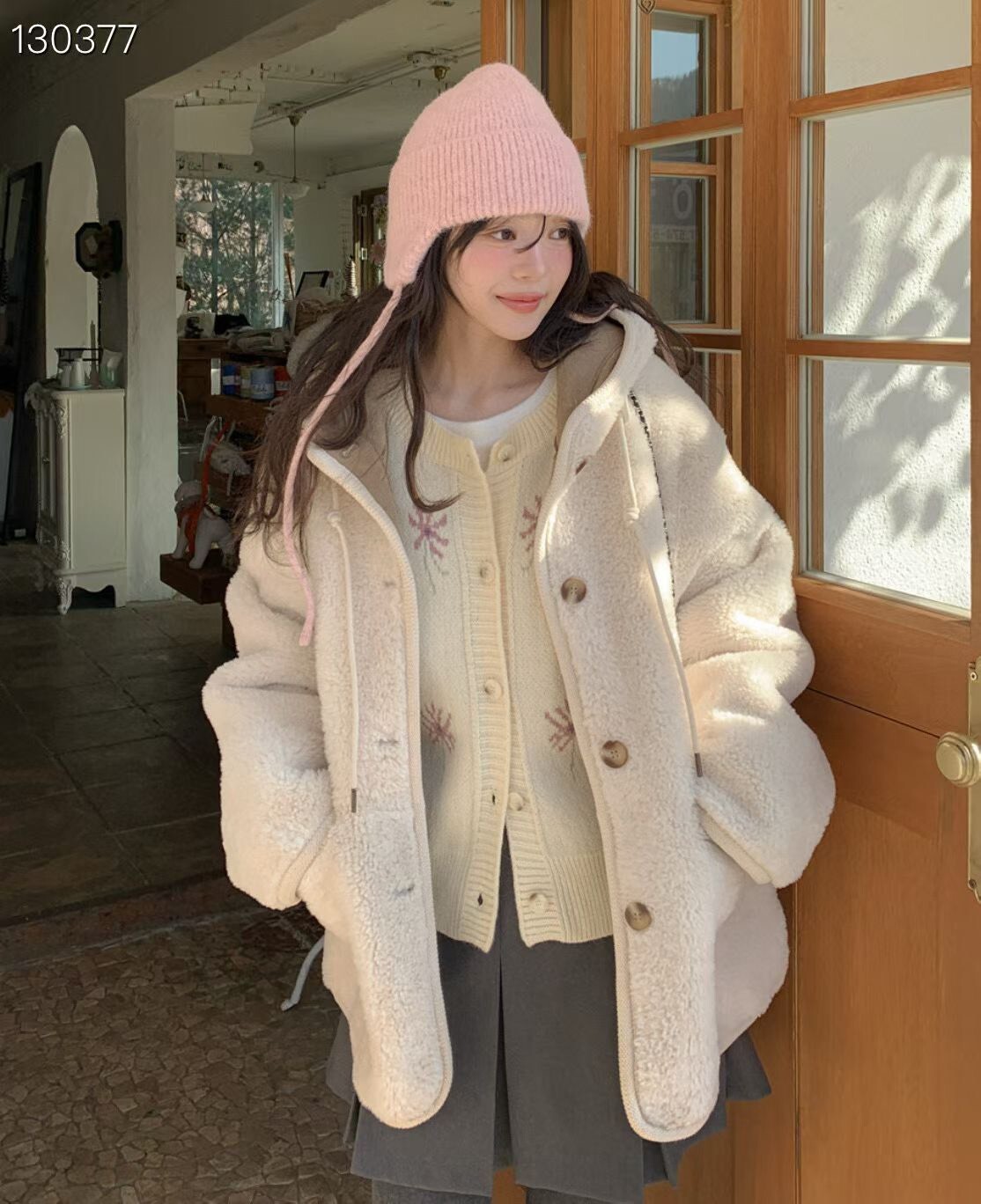 保暖綁帶護耳羊毛針織帽