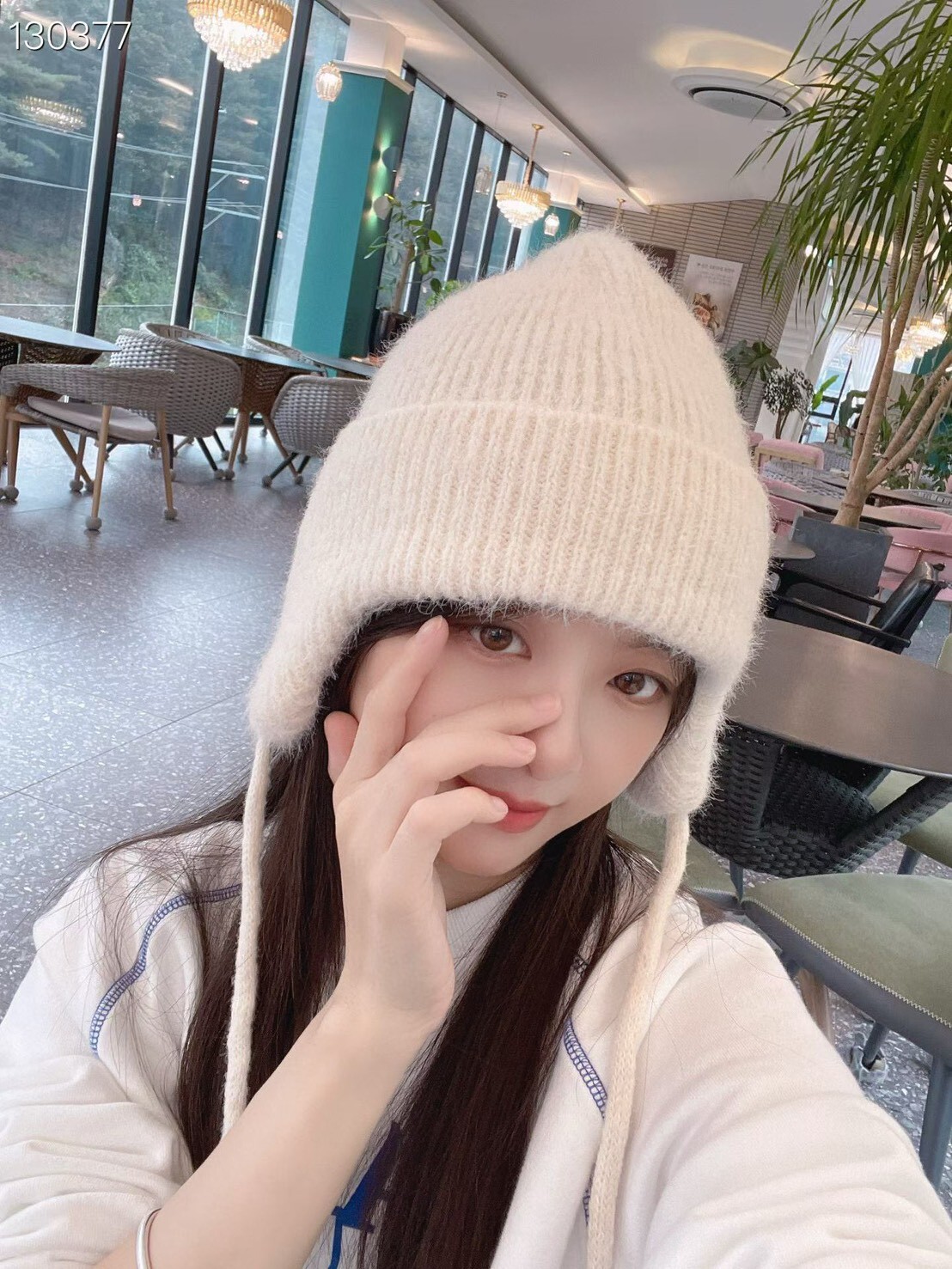 保暖綁帶護耳羊毛針織帽