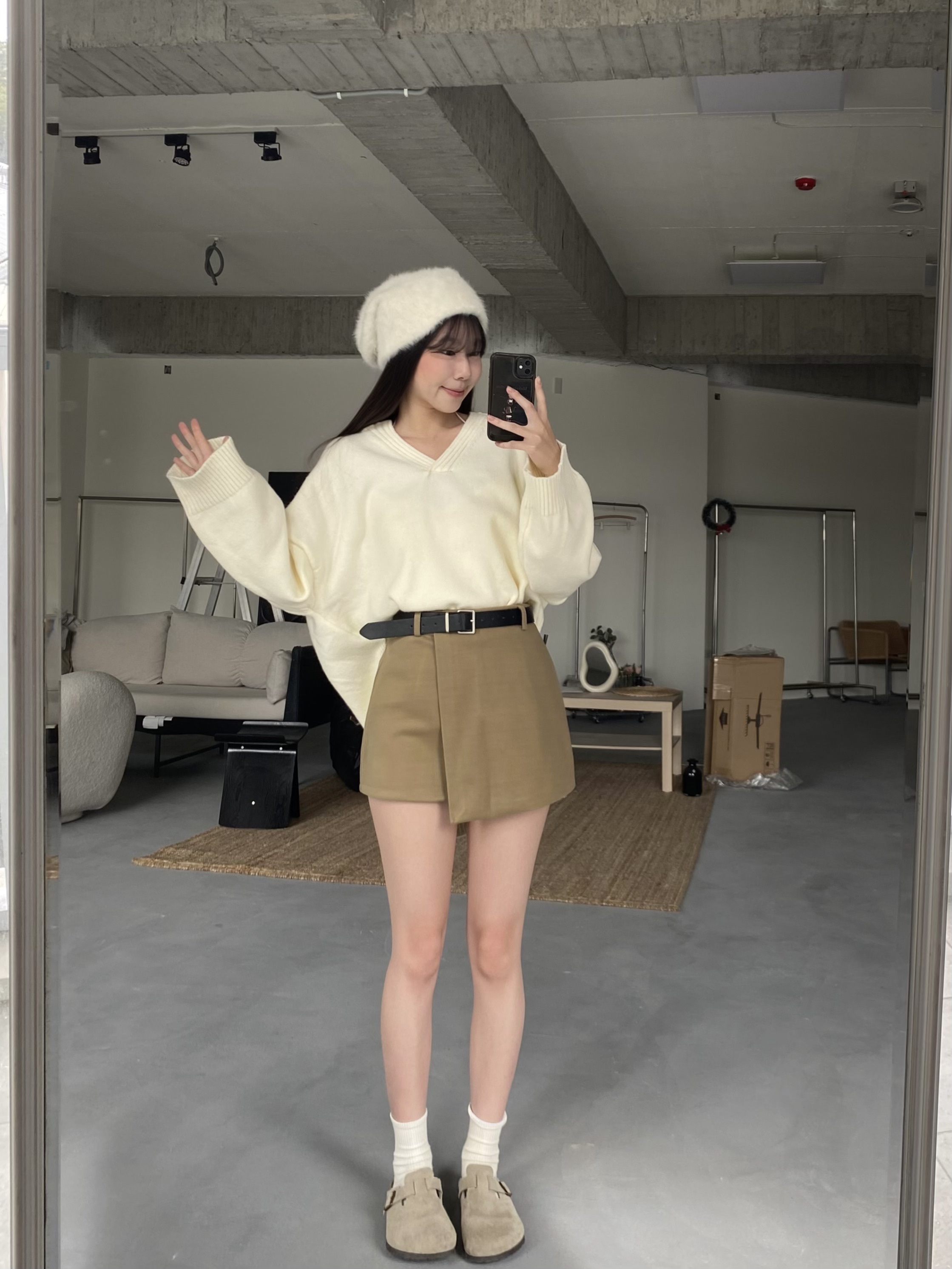 拉長比例毛呢厚實款半身裙