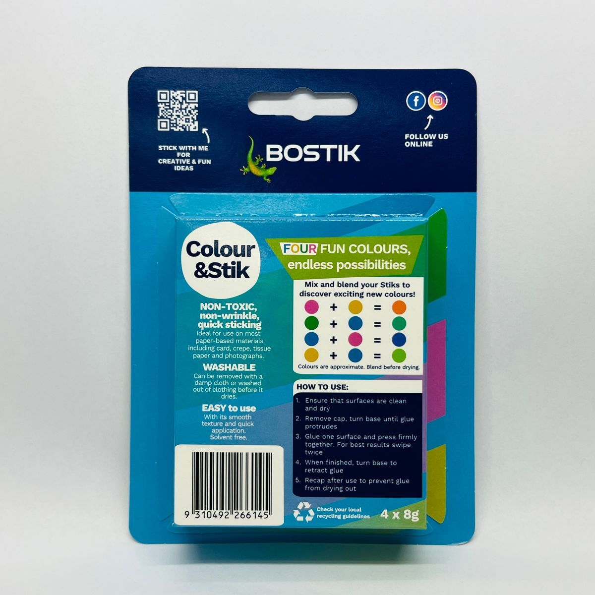 Bostik® 彩色槳糊筆 8克 x 4支/套裝《香港行貨》