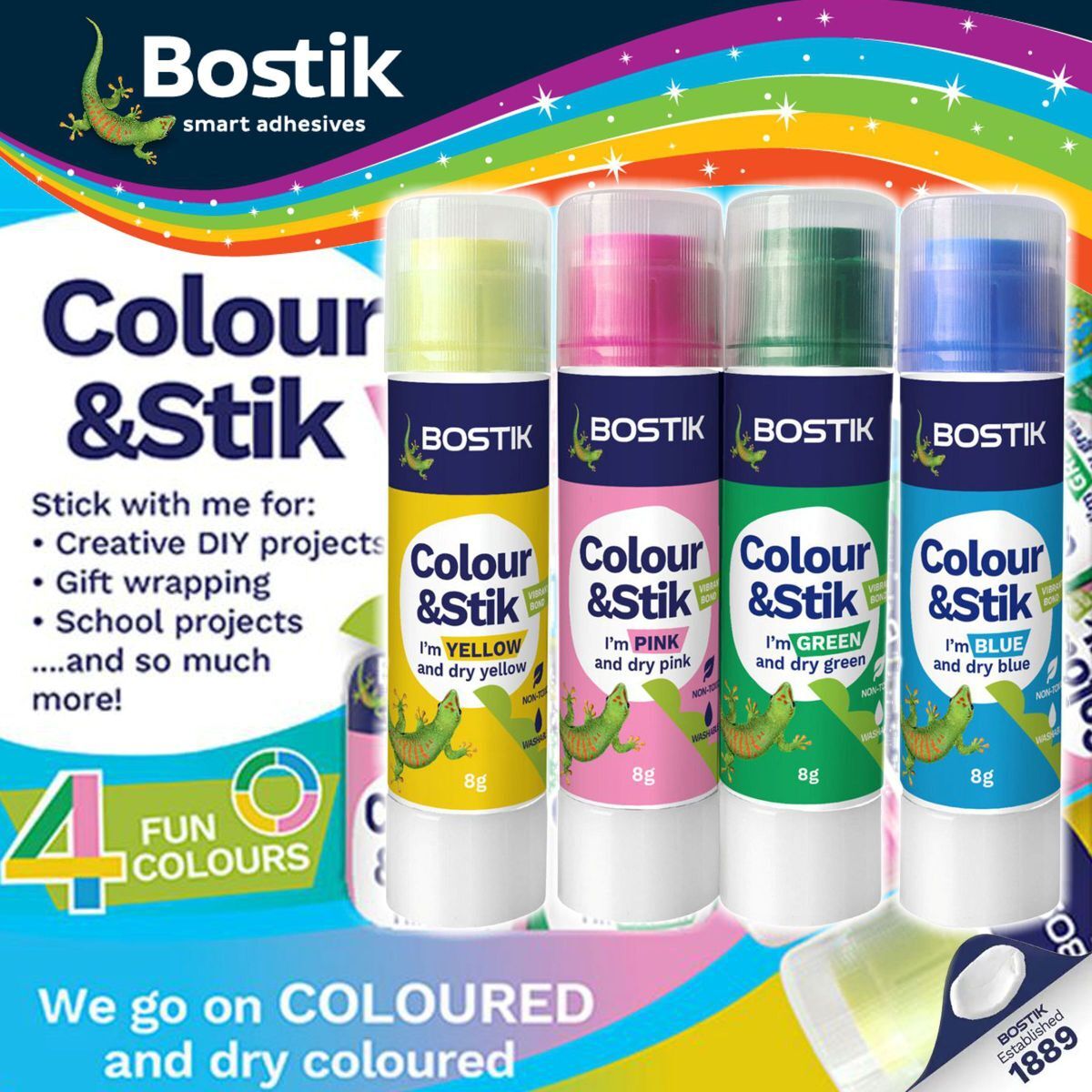 Bostik® 彩色槳糊筆 8克 x 4支/套裝《香港行貨》