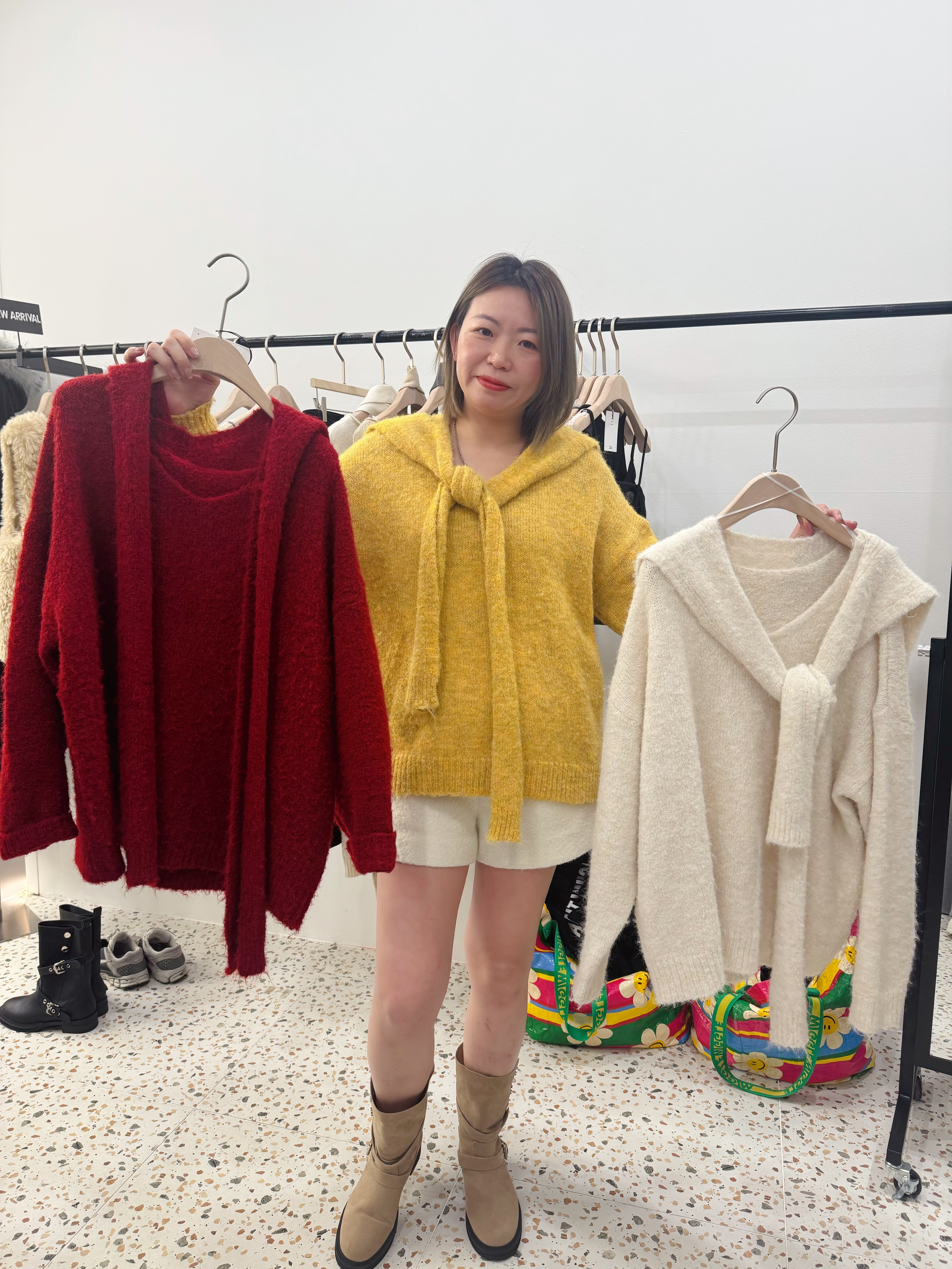 A1DA15V 領跟襯方型巾^3色