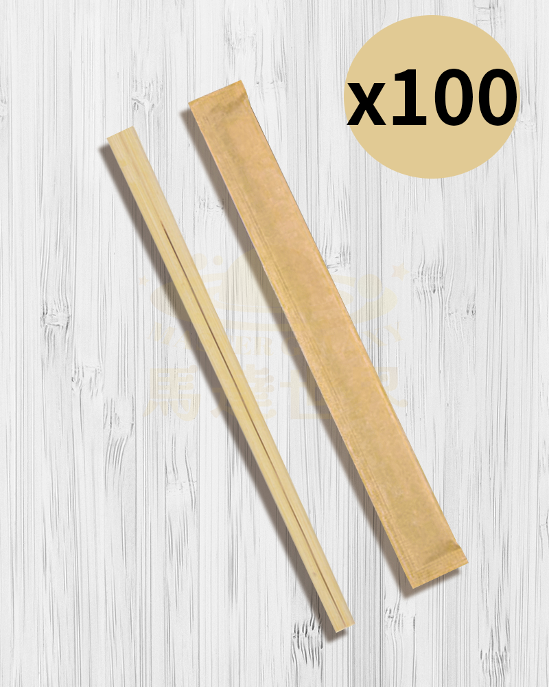 【100對】牛皮紙包裝木筷 一次性筷子 一次性餐具即棄餐具 1對/包 獨立包裝