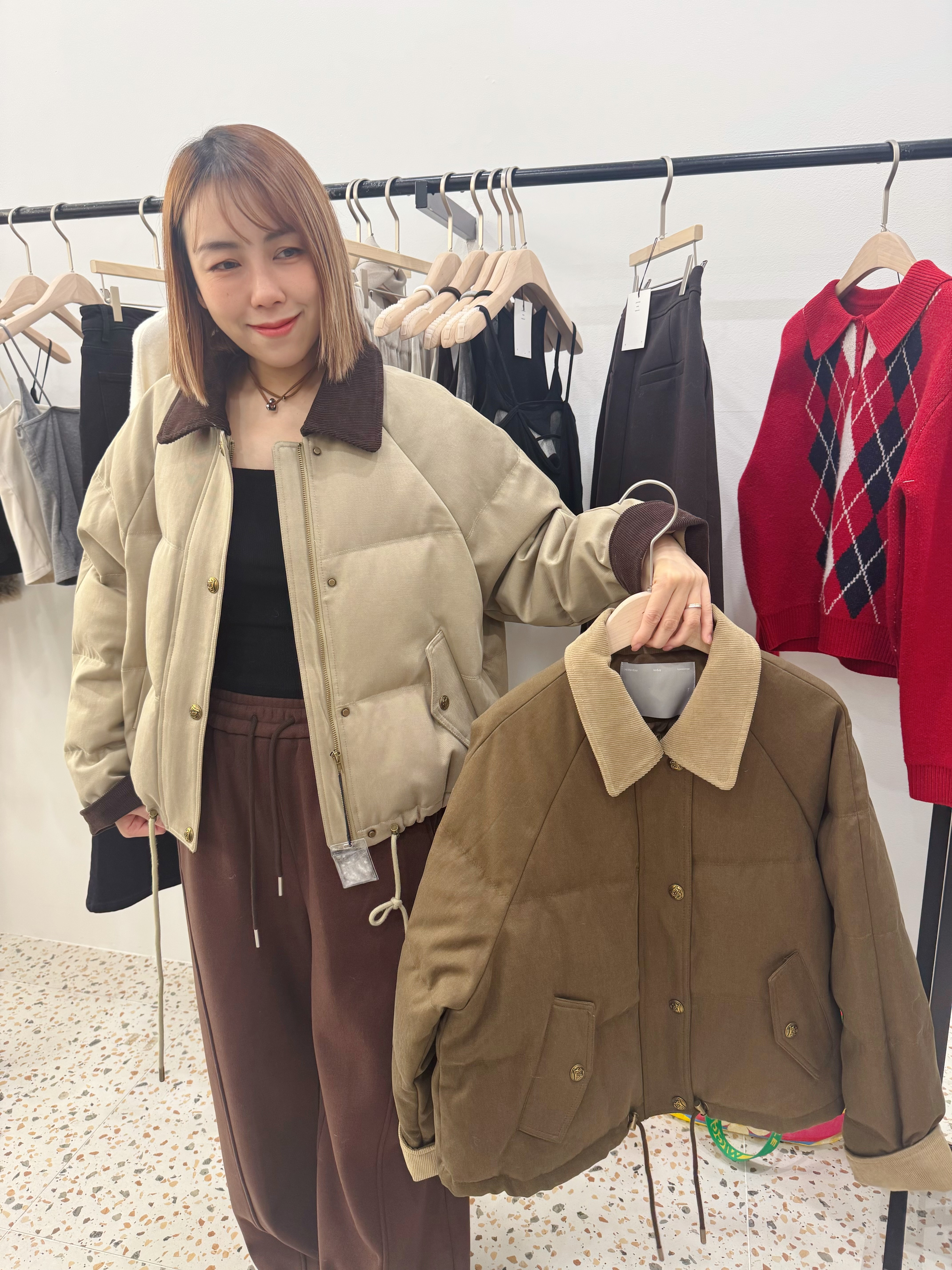 A1DA5 #8034拼色羽絨外套90% Duck ^2色