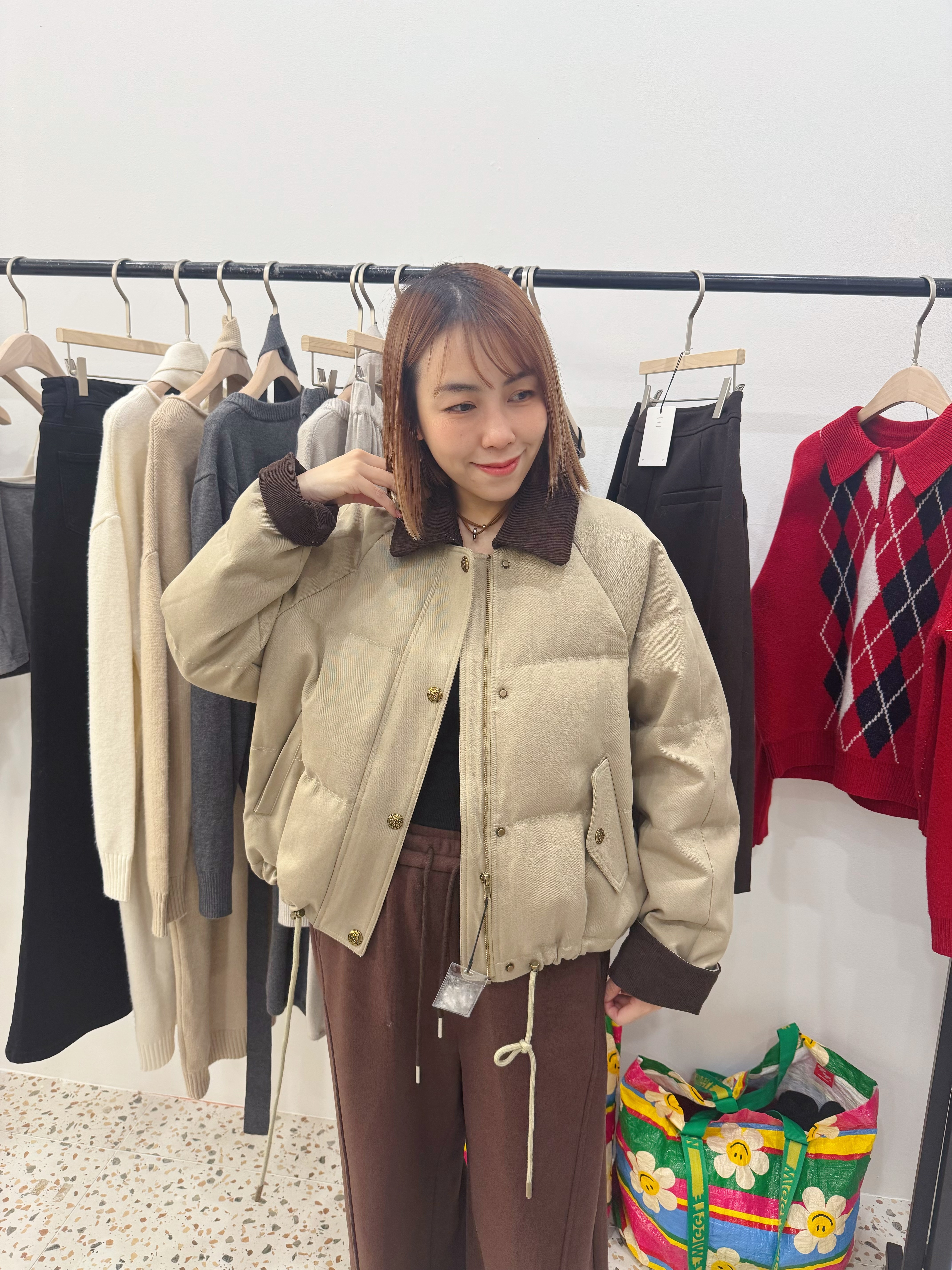 A1DA5 #8034拼色羽絨外套90% Duck ^2色