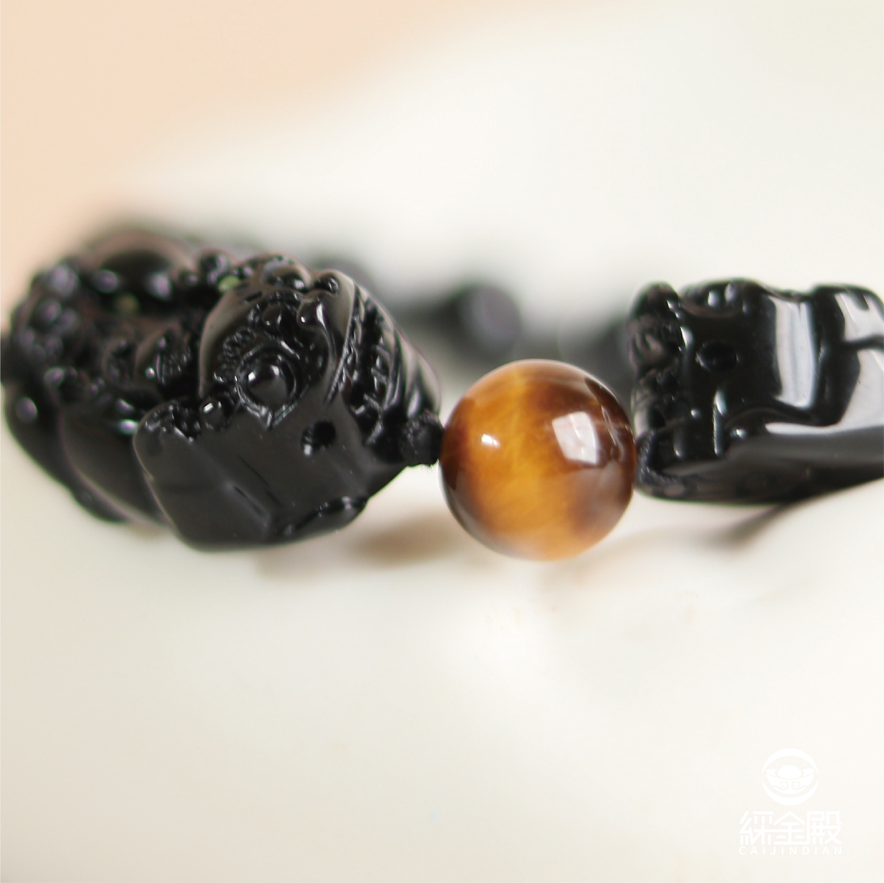 虎眼石雙貔貅黑曜石手鍊-10mm｜招財｜防小人｜擋煞｜ 避邪【綵金殿】