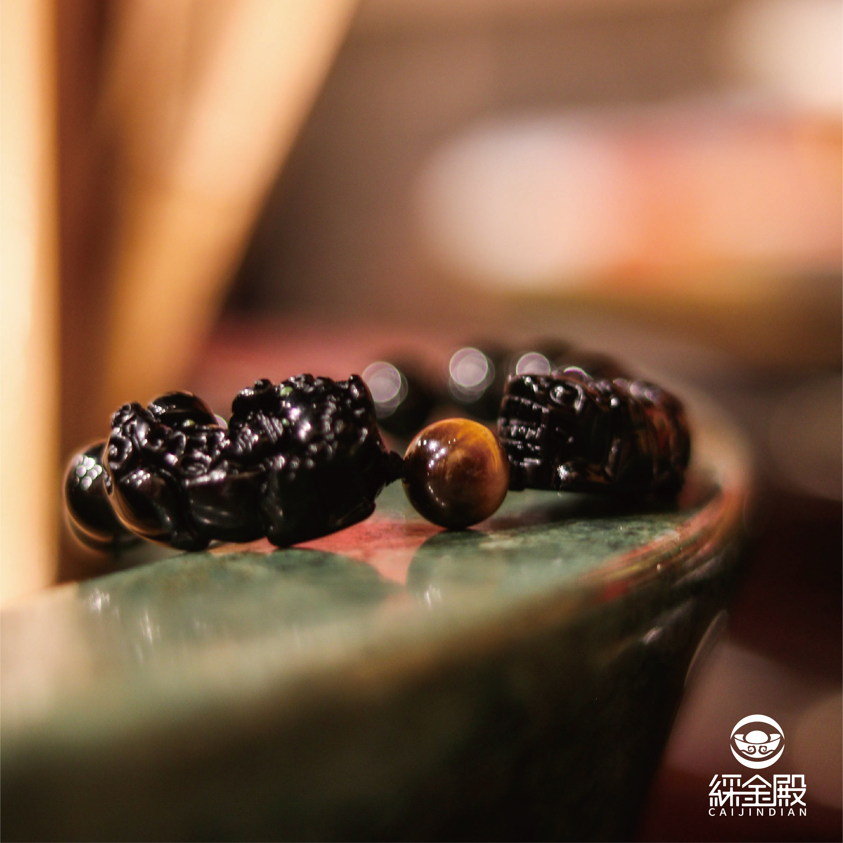 虎眼石雙貔貅黑曜石手鍊-10mm｜招財｜防小人｜擋煞｜ 避邪【綵金殿】