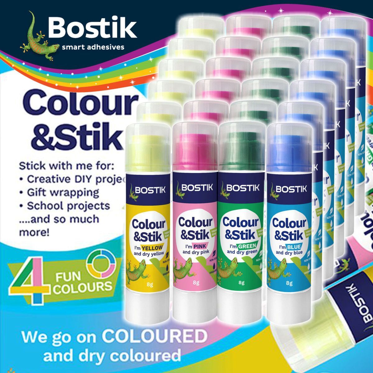 Bostik® 彩色槳糊筆 8克 x 4支 x 6套裝《香港行貨》