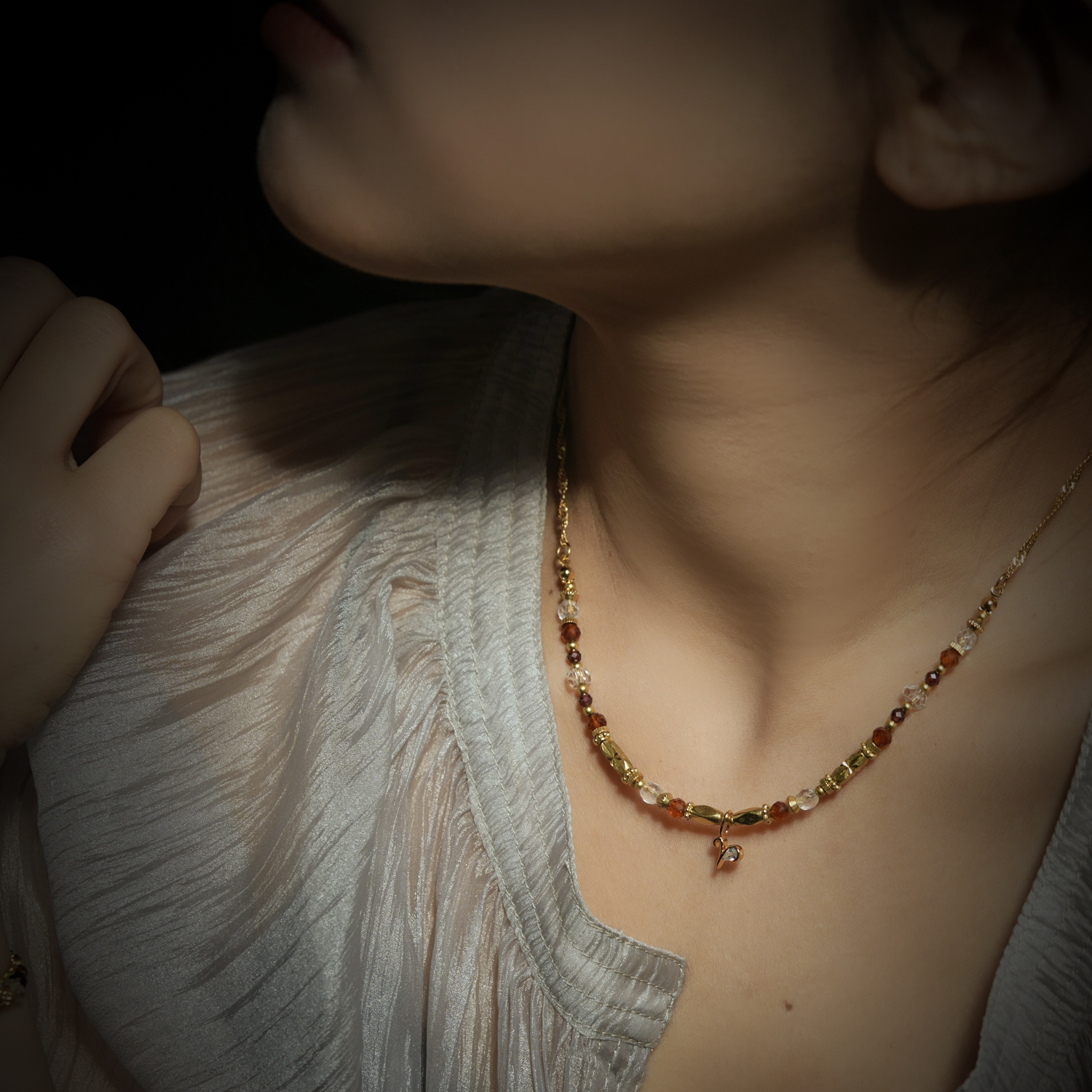 【神秘星象學：星系之聲】417Hz破曉之聲｜牡羊座水晶銅鍍18k真金項鏈 NMA001