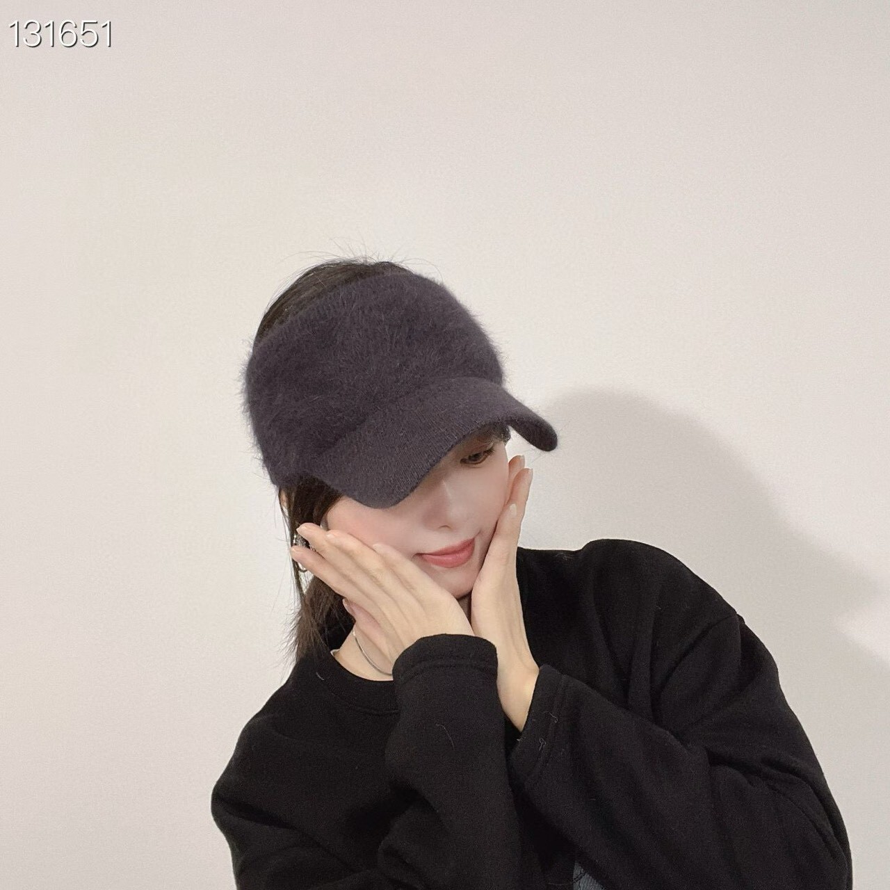 安哥拉兔毛鏤空休閒帽