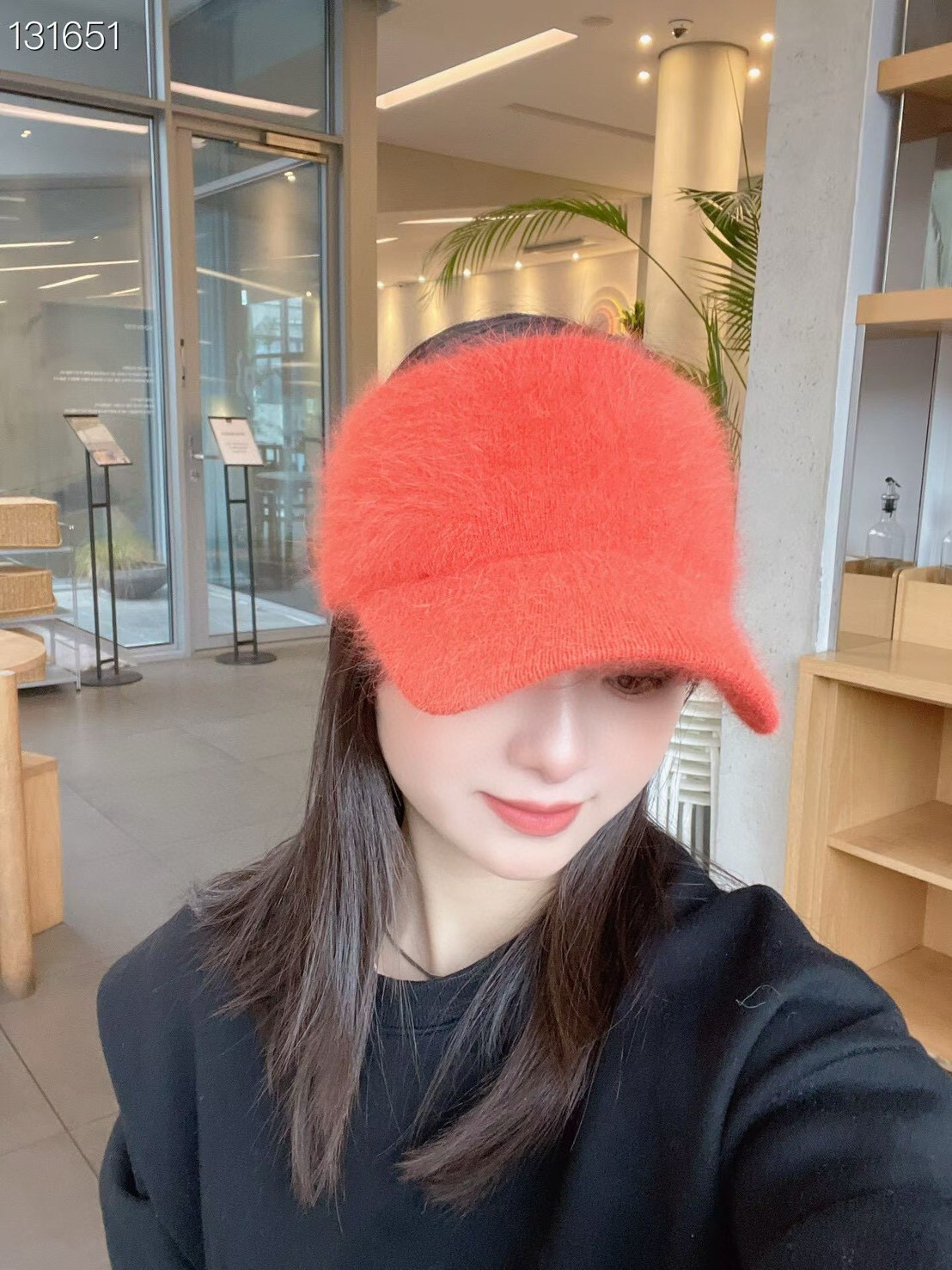 安哥拉兔毛鏤空休閒帽