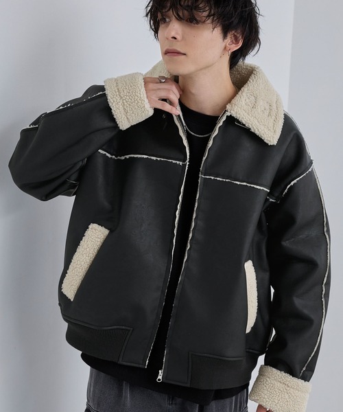 日本🇯🇵連線 MONO-MART 復古羊羔毛領配色拉鍊外套 寬鬆 霧面質感 夾克 外套 羊羔毛 復古 外搭 拉鍊外套 4色(任買兩件711免運)/預購