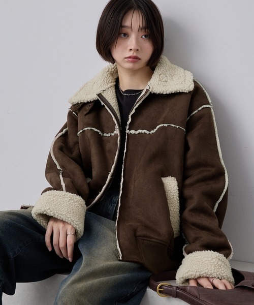 日本🇯🇵連線 MONO-MART 復古羊羔毛領配色拉鍊外套 寬鬆 霧面質感 夾克 外套 羊羔毛 復古 外搭 拉鍊外套 4色(任買兩件711免運)/預購