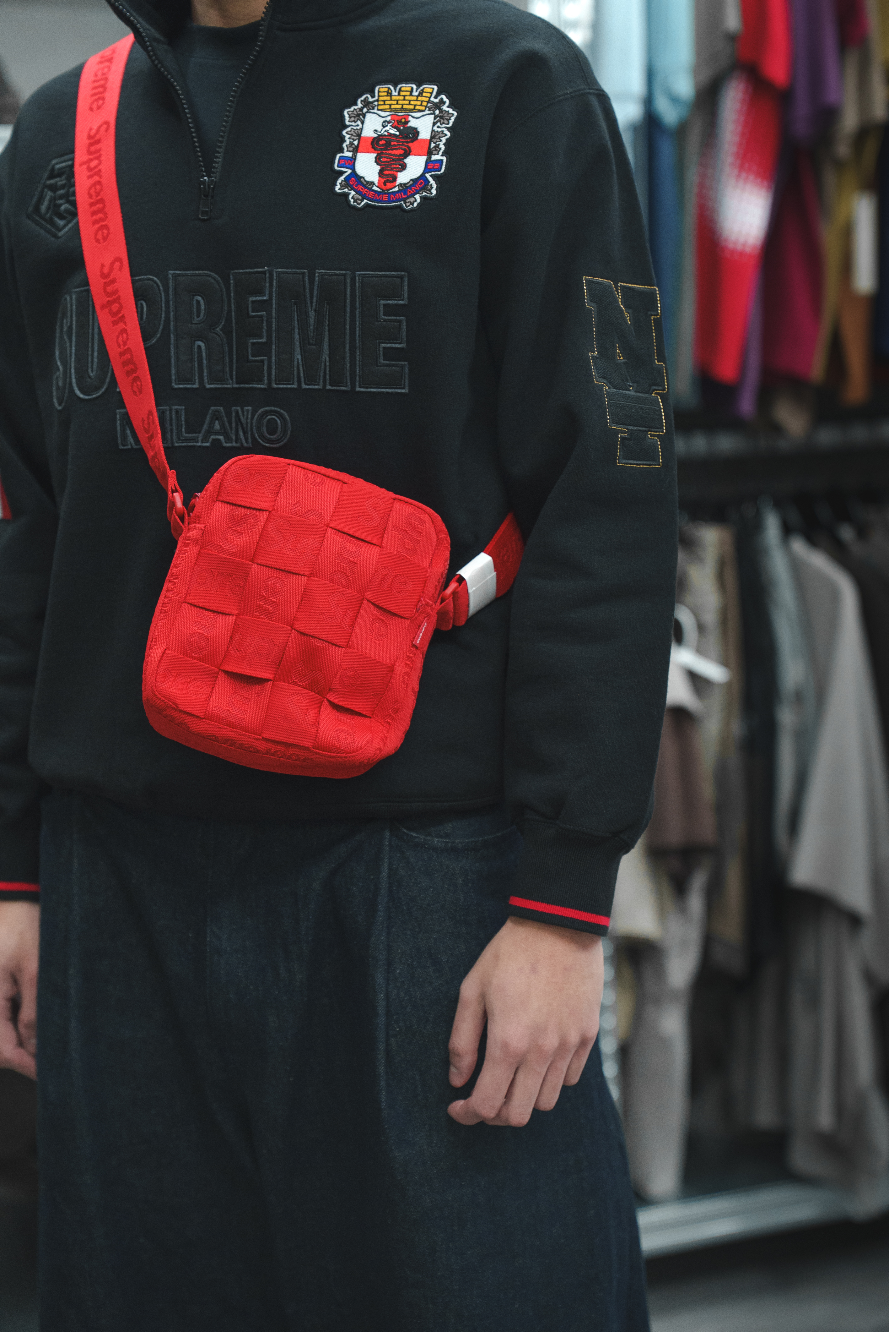 【Focus Store】現貨秒發 Supreme 23SS WOVEN SHOULDER BAG "Red" 紅色編織 小包