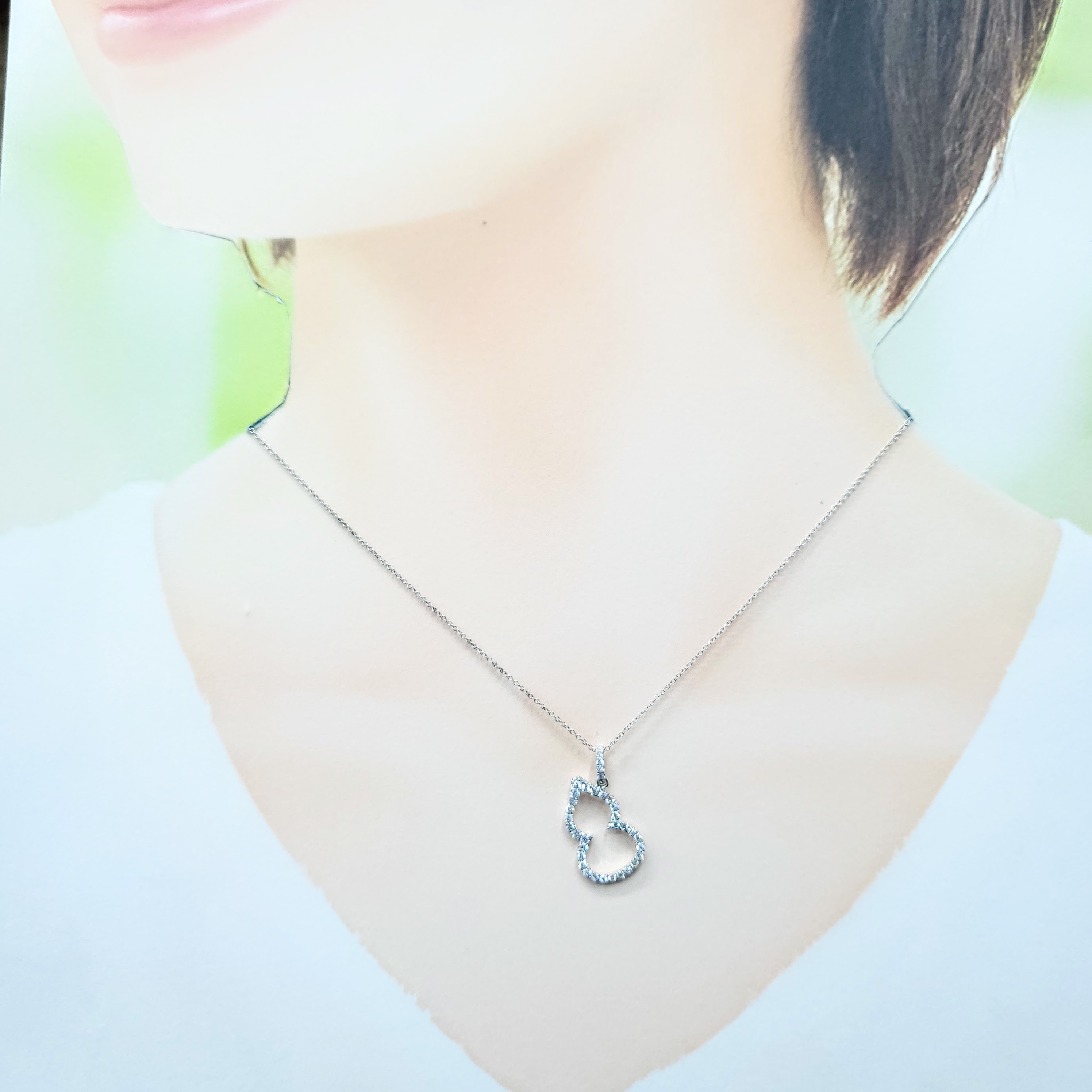 全新18K白金42份鑽石吊墜