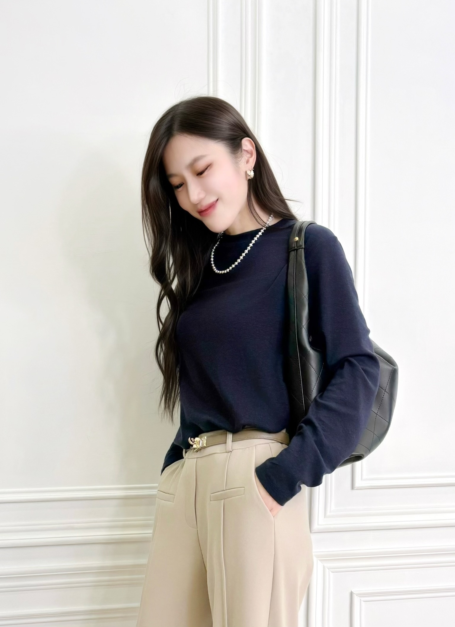 (舒適天絲)彈性圓領內搭上衣