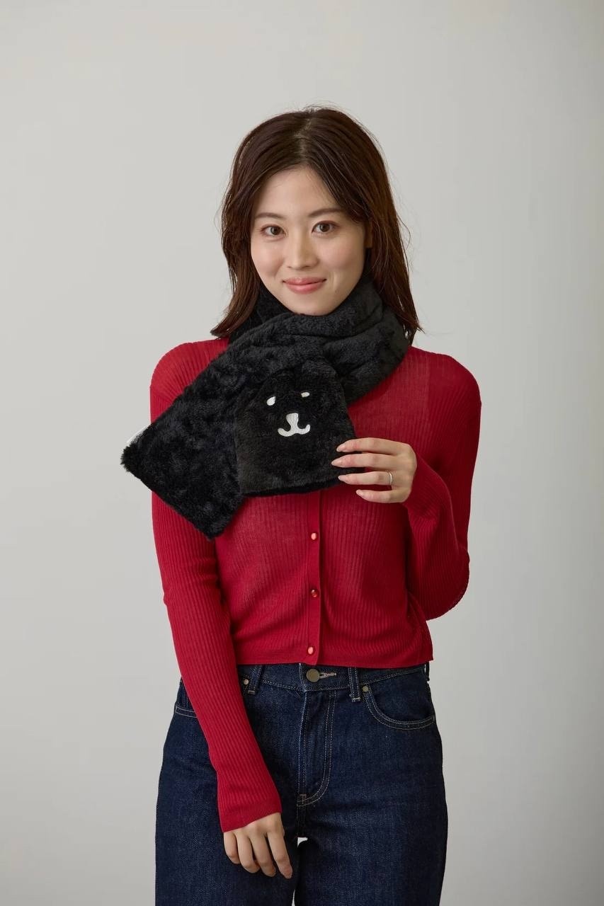 預訂｜Nagano Characters 白熊 Fur Series 毛毛頸巾 BLACK