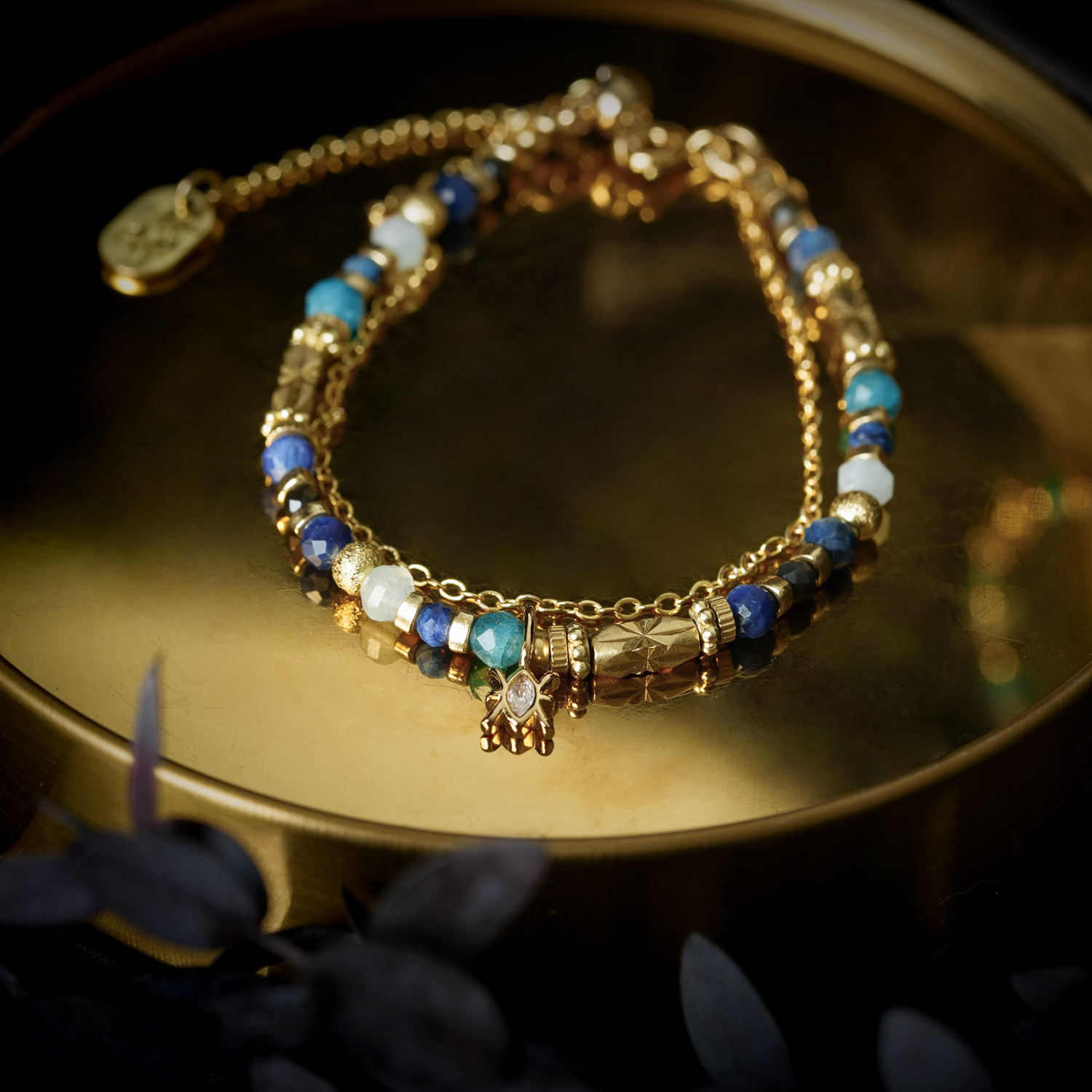 【神秘星象學：星系之聲】528Hz逐夢之聲｜雙魚座水晶銅鍍18k真金手鍊 BMA012