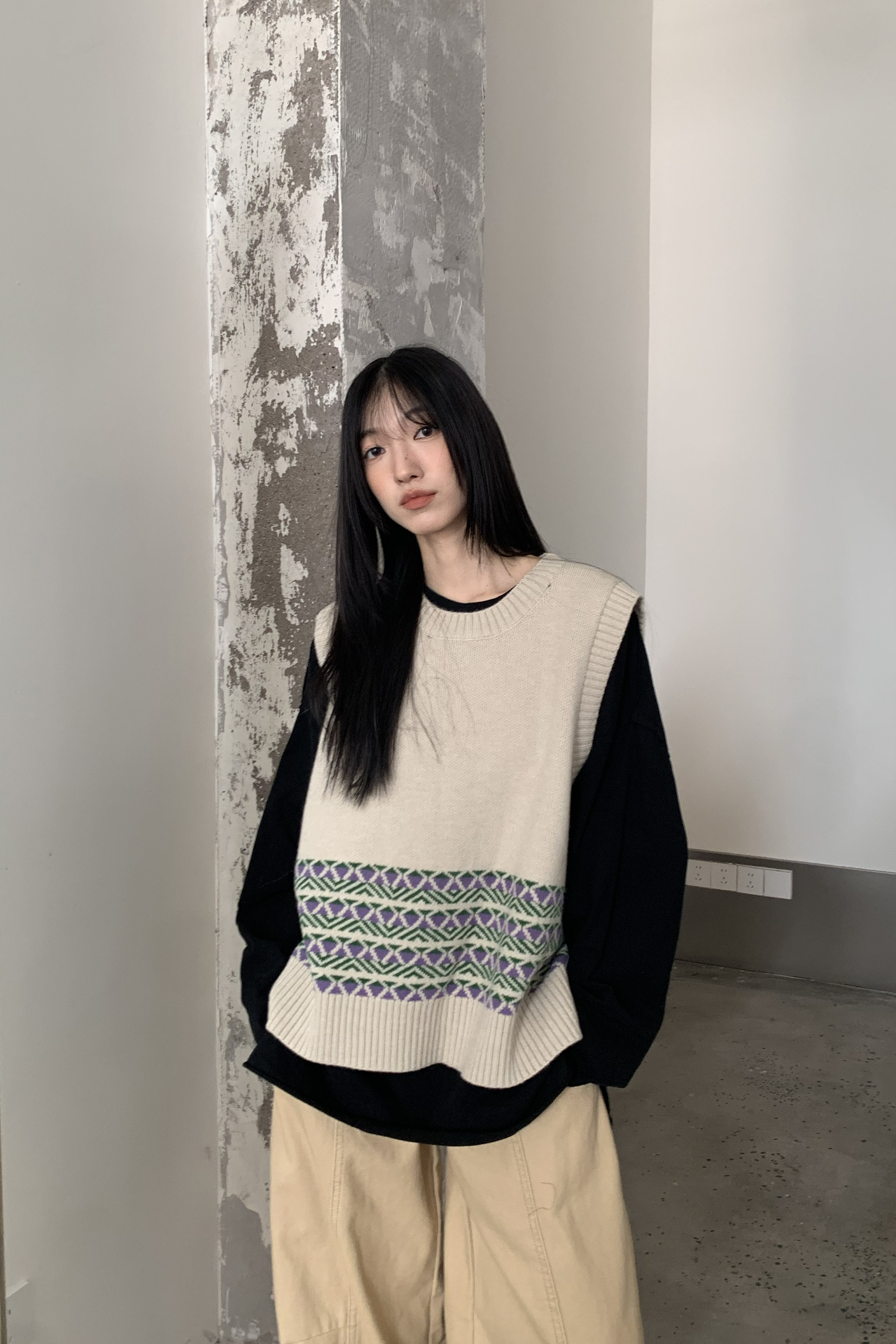 Winter Finale｜日系花紋條針織背心 3色