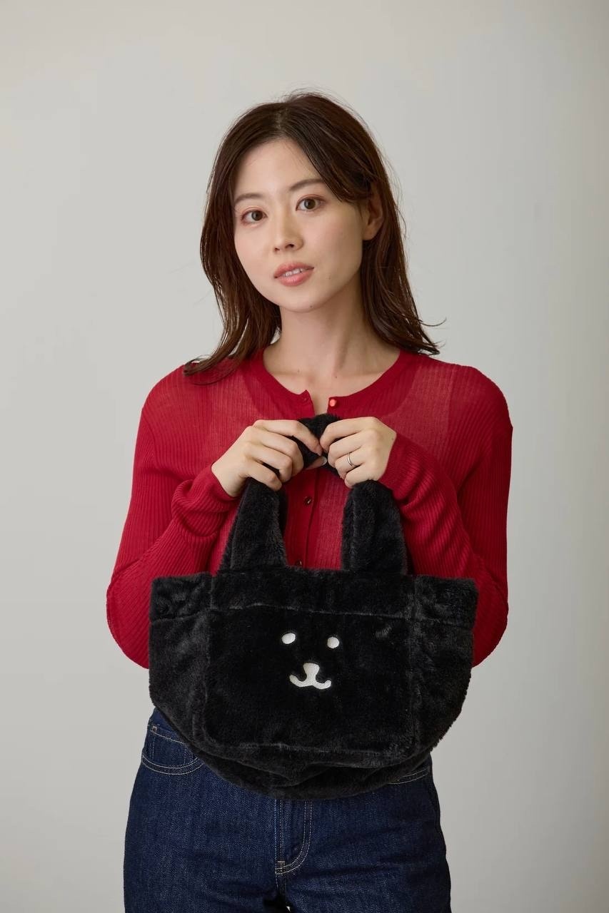 預訂｜Nagano Characters 白熊 Fur Series 毛毛手挽袋 BLACK