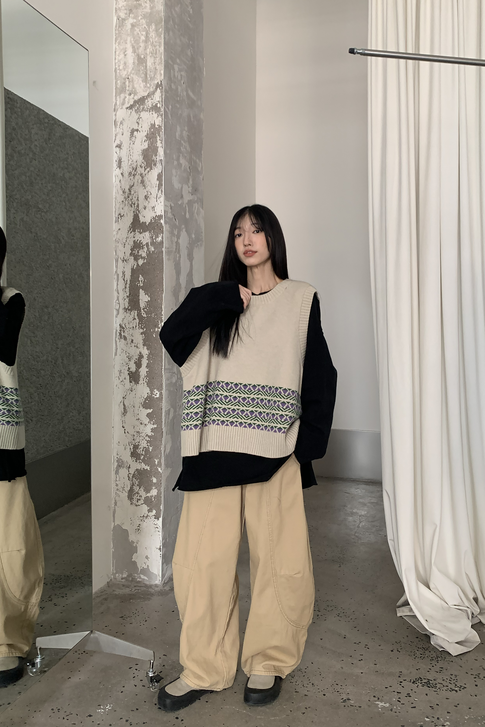 Winter Finale｜日系花紋條針織背心 3色