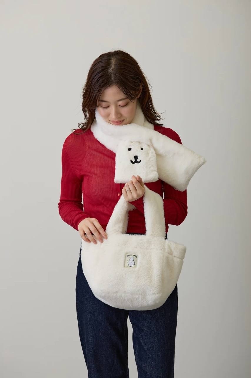 預訂｜Nagano Characters 白熊 Fur Series 毛毛手挽袋 WHITE