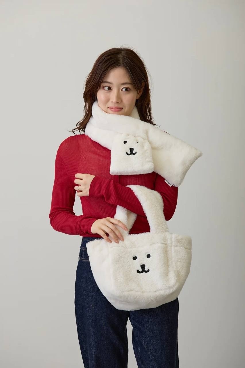 預訂｜Nagano Characters 白熊 Fur Series 毛毛手挽袋 WHITE