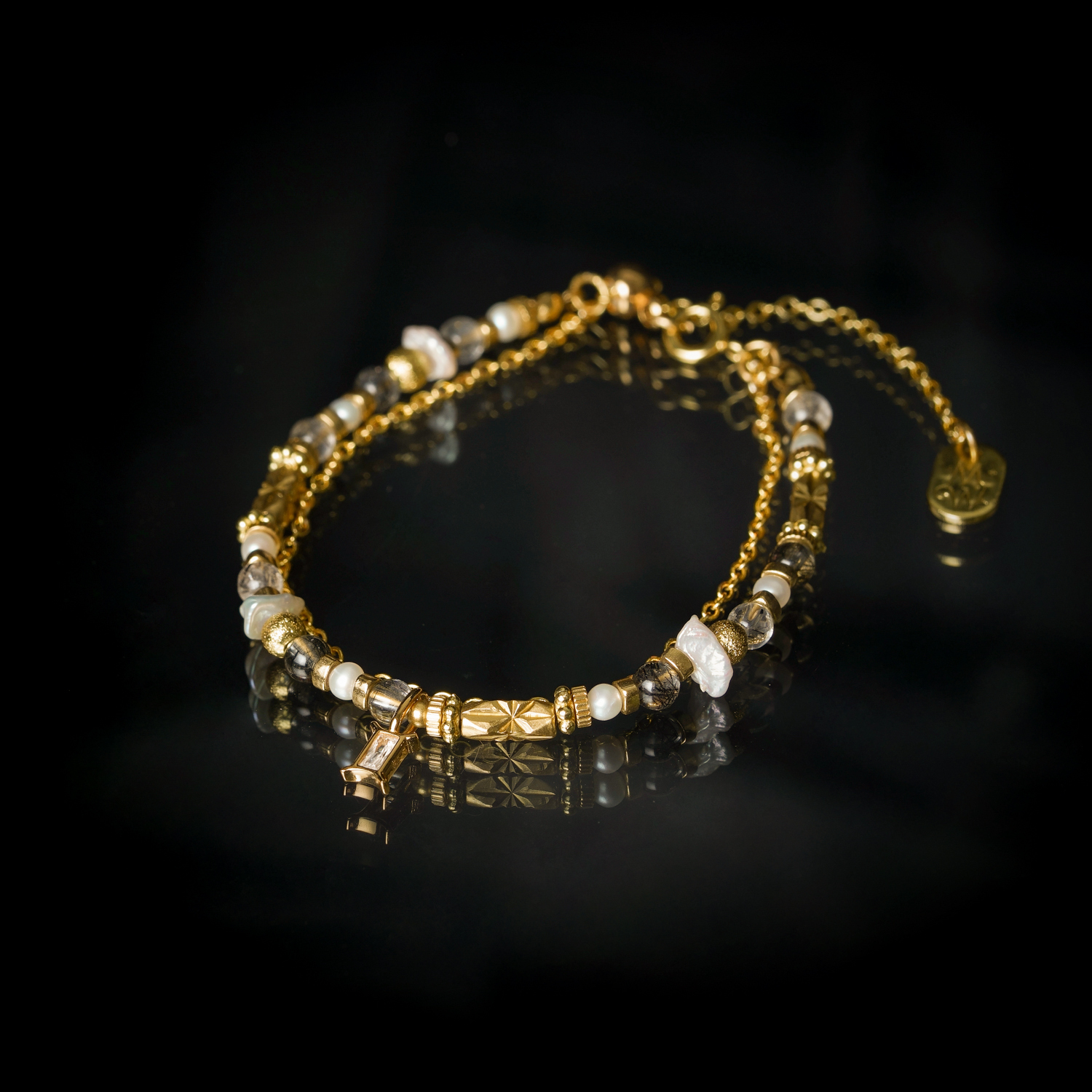 【神秘星象學：星系之聲】555Hz自在之聲｜雙子座水晶銅鍍18k真金手鍊 BMA003