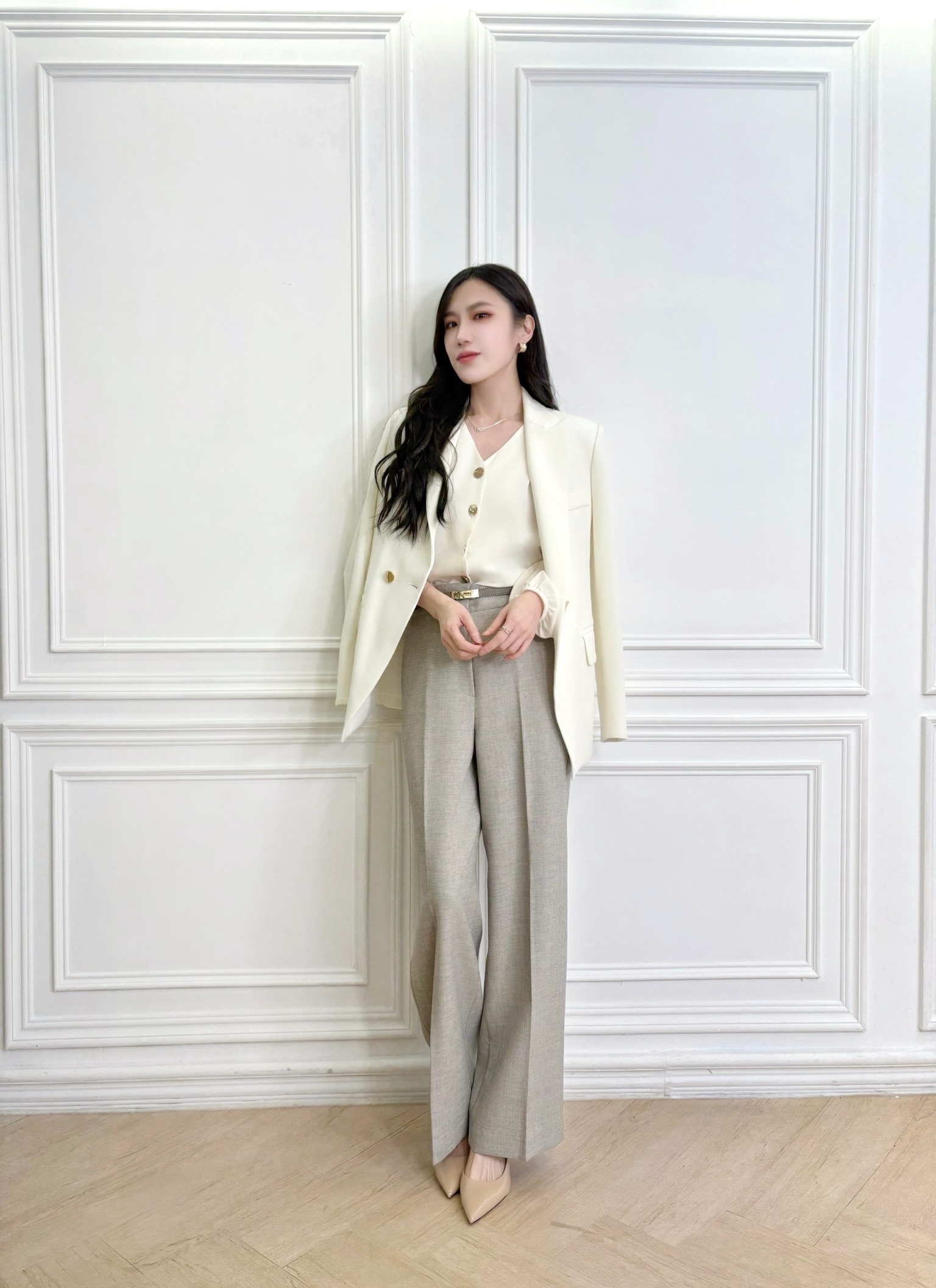 質感白雙排金釦西裝外套