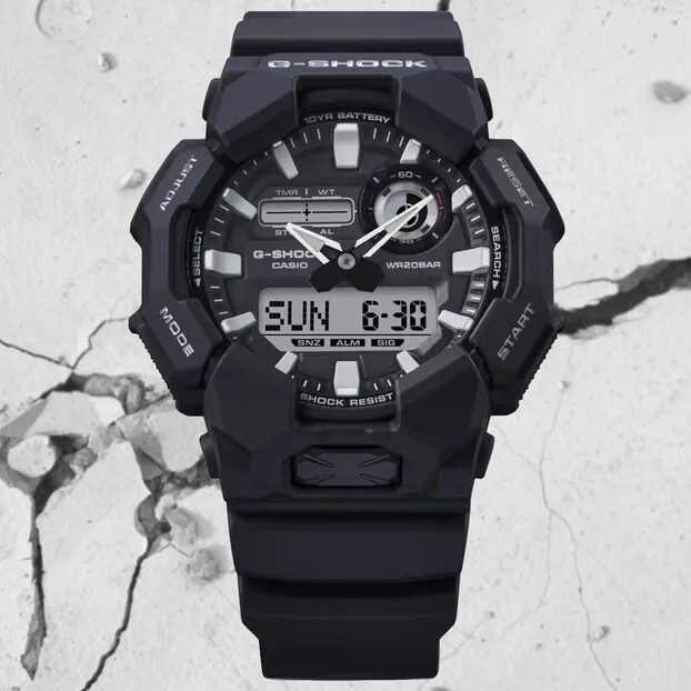【CASIO 卡西歐】 G-SHOCK  大錶殼酷炫設計 世界時間多功能耐衝擊數位雙顯 雙顯手錶 GA-010-1A