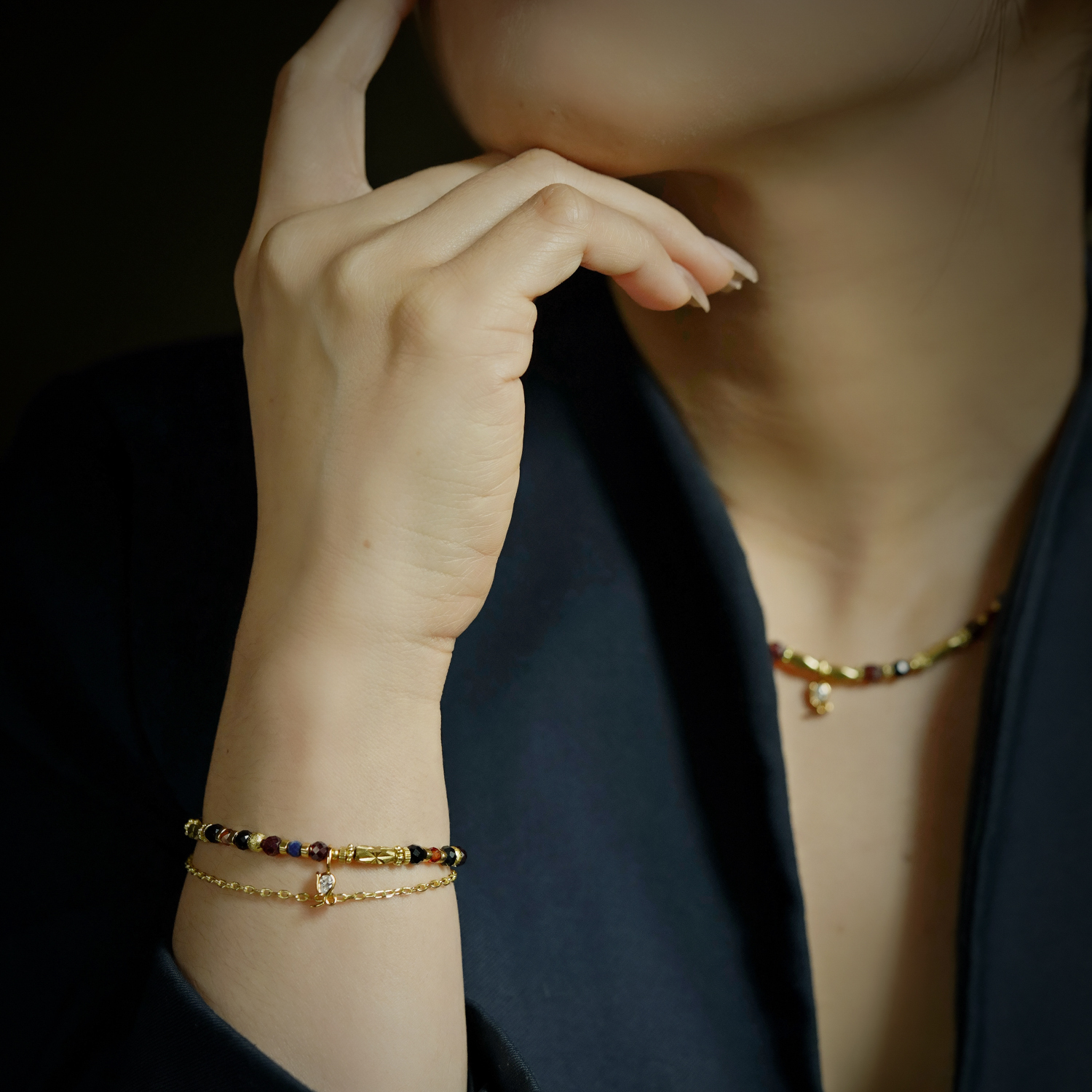 【神秘星象學：星系之聲】174Hz穩固之聲｜摩羯座水晶銅鍍18k真金手鍊 BMA010