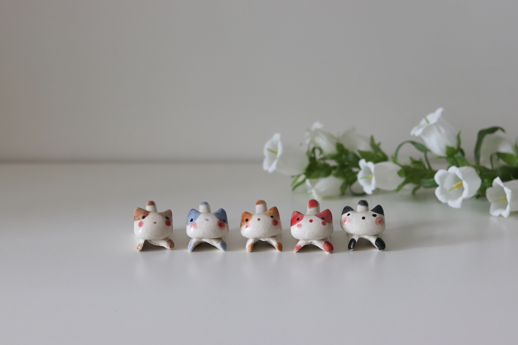 日本 舞陶館 粗陶 站立貓咪 筷架