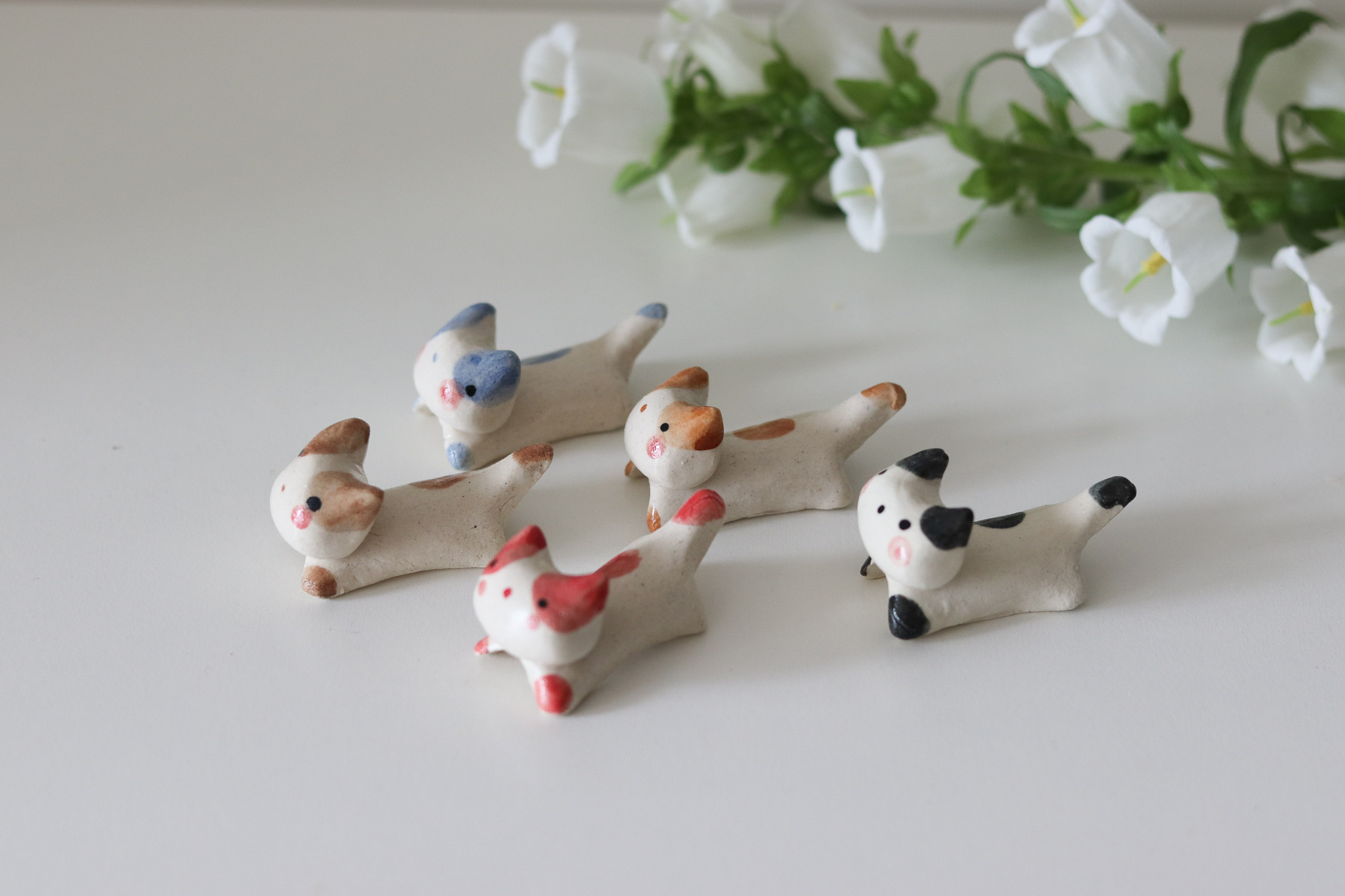 日本 舞陶館 粗陶 站立貓咪 筷架