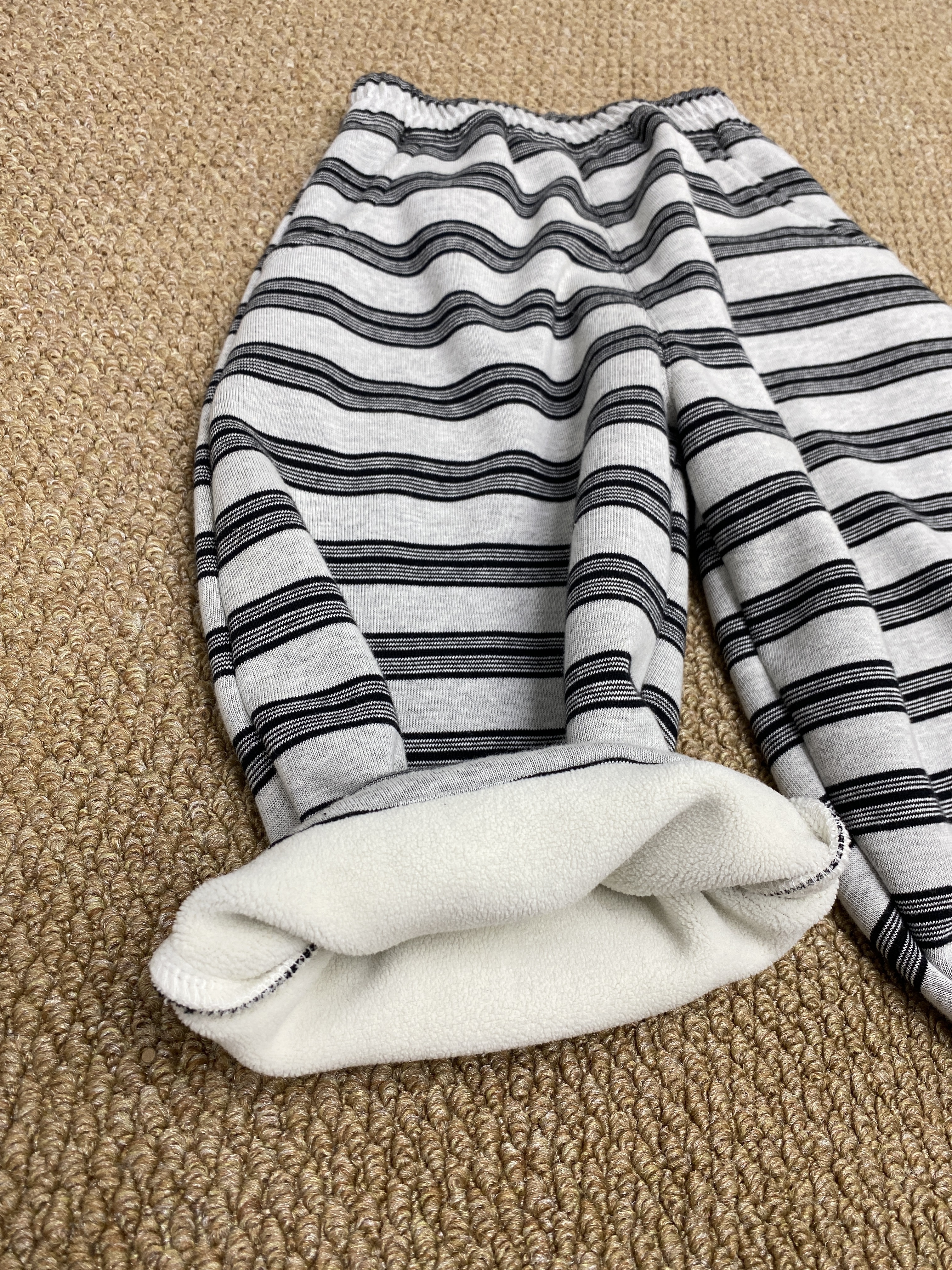 A04066加絨條紋休閒棉褲