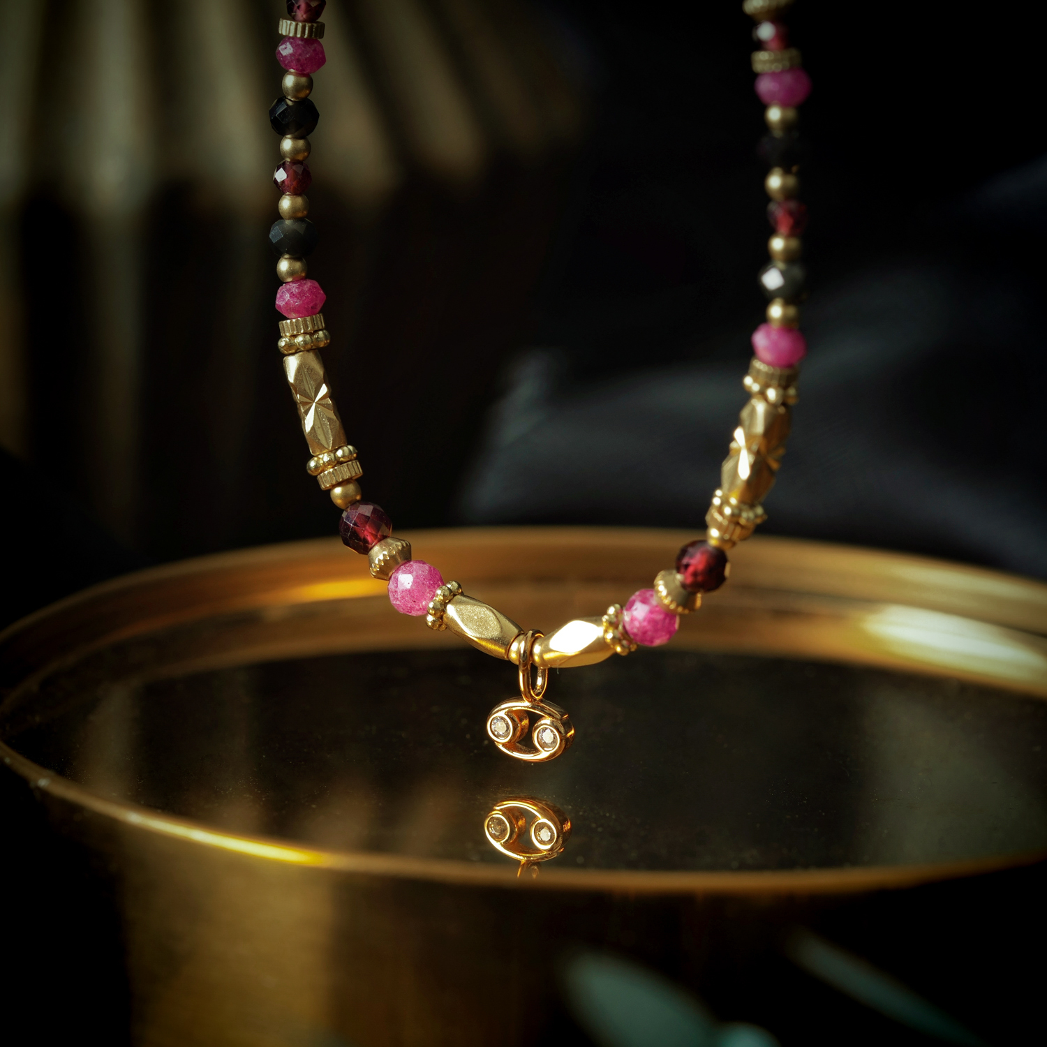 【神秘星象學：星系之聲】396Hz心安之聲｜巨蟹座水晶銅鍍18k真金項鏈 NMA004