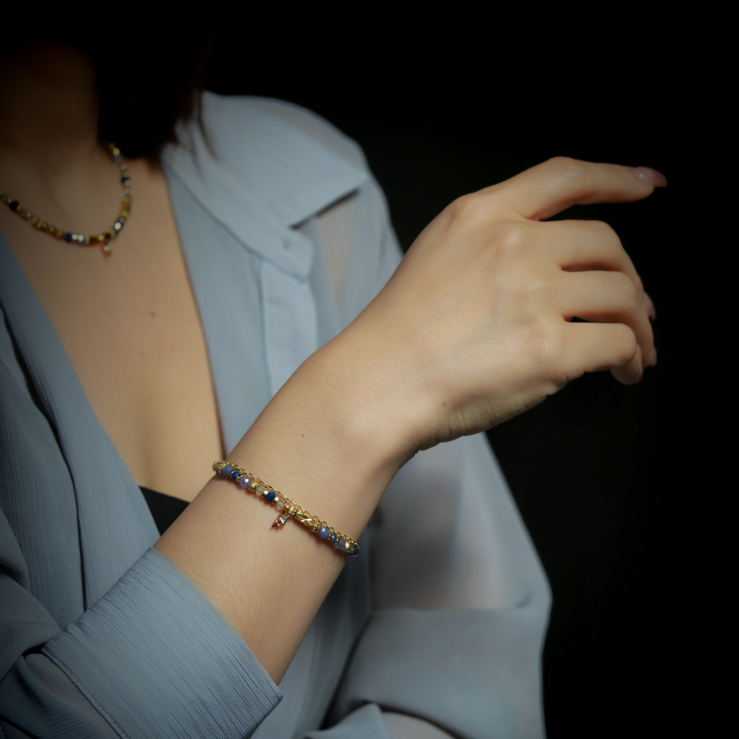 【神秘星象學：星系之聲】963Hz自由之聲｜射手座水晶銅鍍18k真金手鍊 BMA009