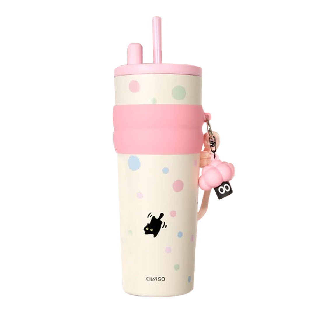 【福利品】棉花糖小黑貓 陶瓷保溫杯 700ml