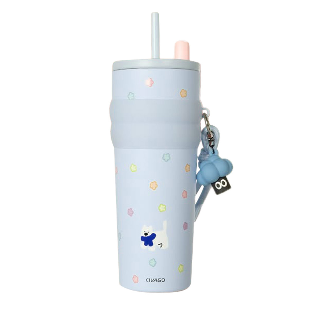 【福利品】棉花糖小白狗 陶瓷保溫杯 700ml