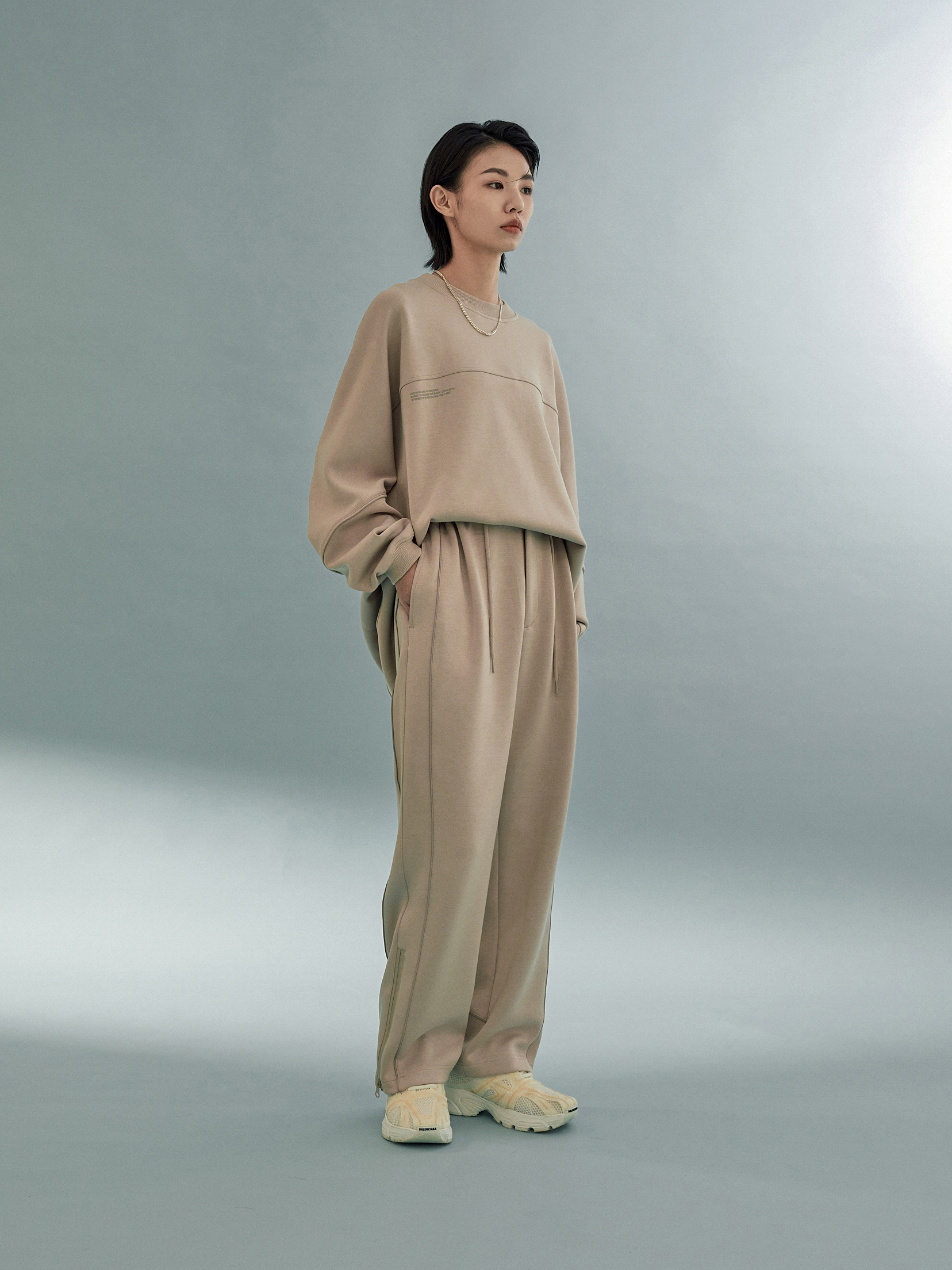 MELSIGN x mouggan - Zipper Track Pants - Grey Apricot